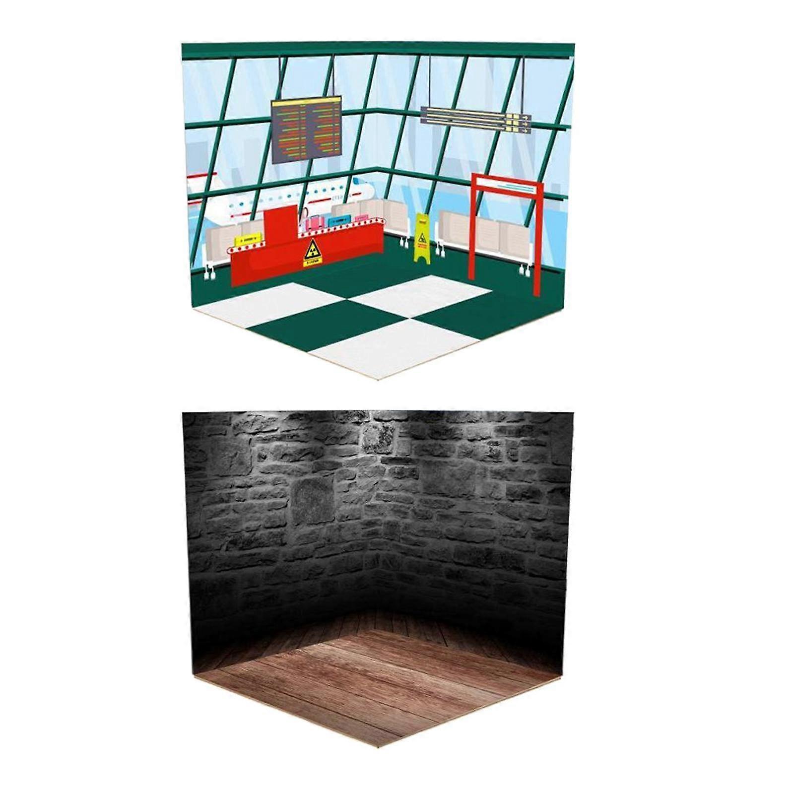 2 Pieces 1:12 Scale Background Layout Storage Background for