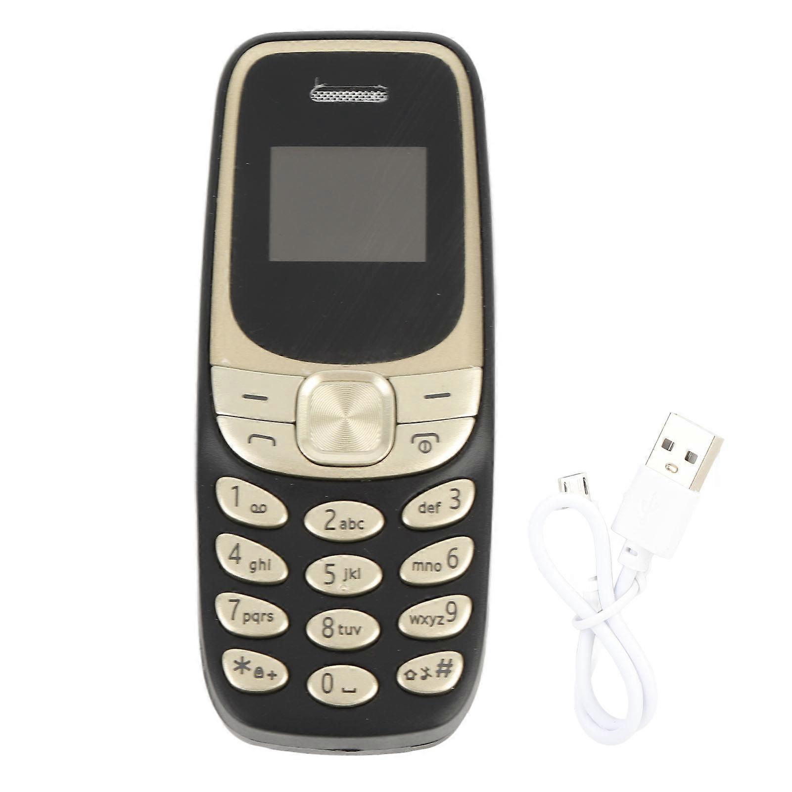 World's Smallest Dual SIM Mini Phone - Bluetooth Dialer, Music Player, Black Gold