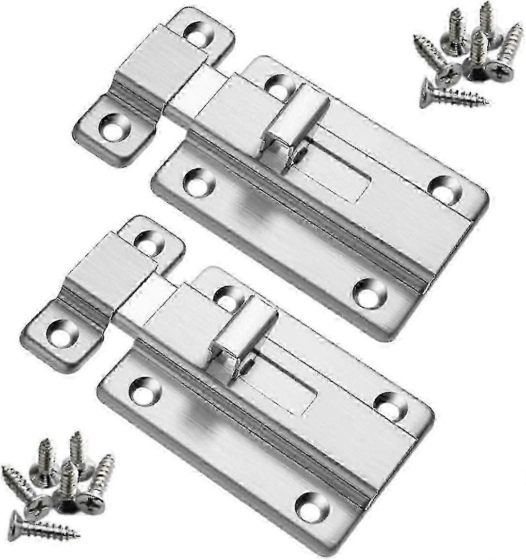 2pcs 4 Inch Stainless Steel Security Door Bolts with Screws Suitable for All Kinds of Internal Doors