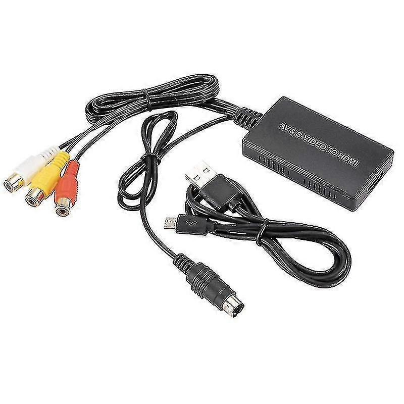 محول S-Video/AV إلى HDMI مع مدخل RCA، محول PAL / NTSC بدقة 1080 بكسل للتلفزيون / DVD