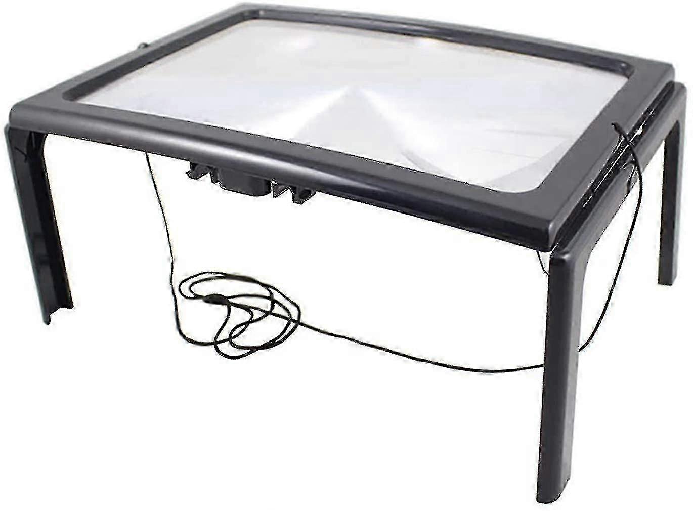 Large A4 Reading Magnifier With 4 Led Light, Hands-free Foldable Desktop Stand, 3x Full Page Magnifying Glass