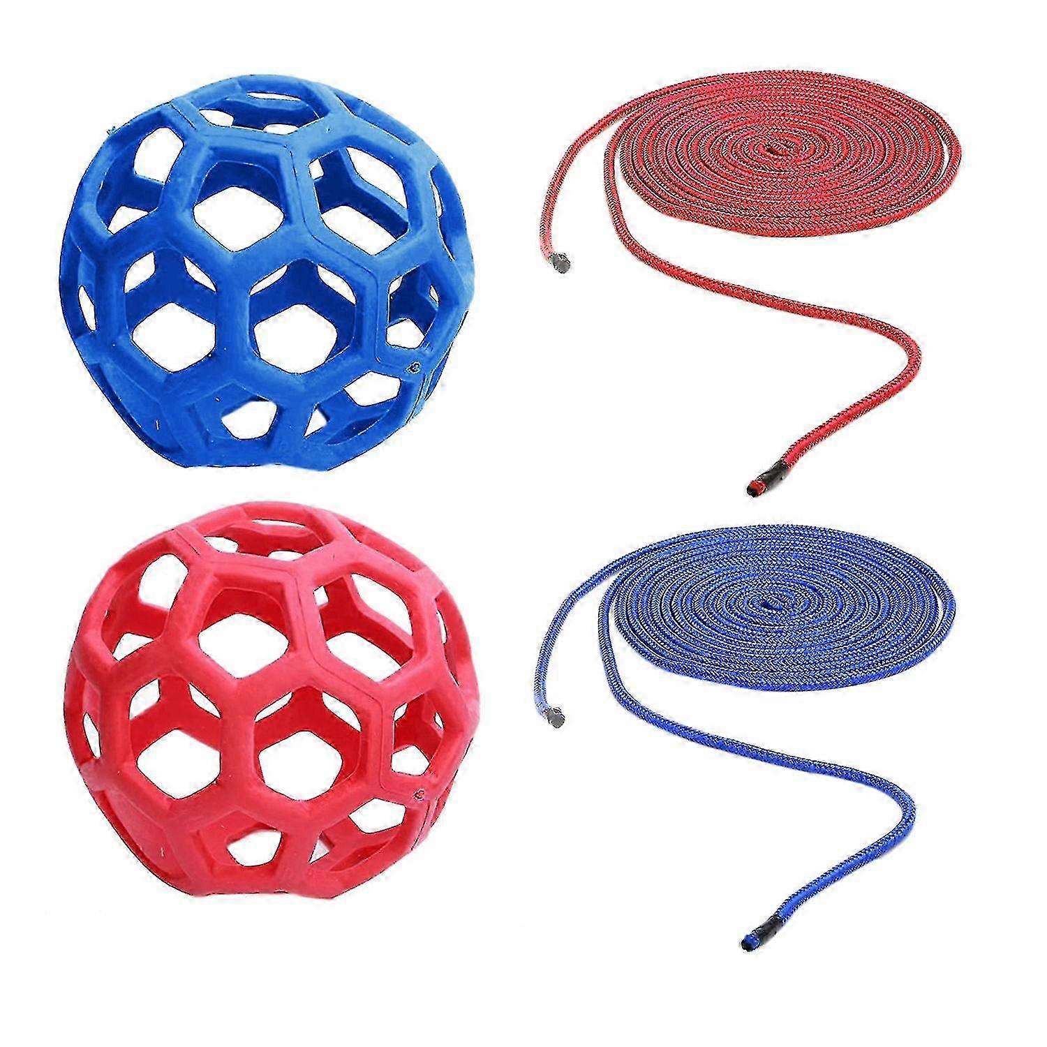2パック馬御馳走ボール干し草遊び玩具羊ヤギの餌やり-ブルーレッド
