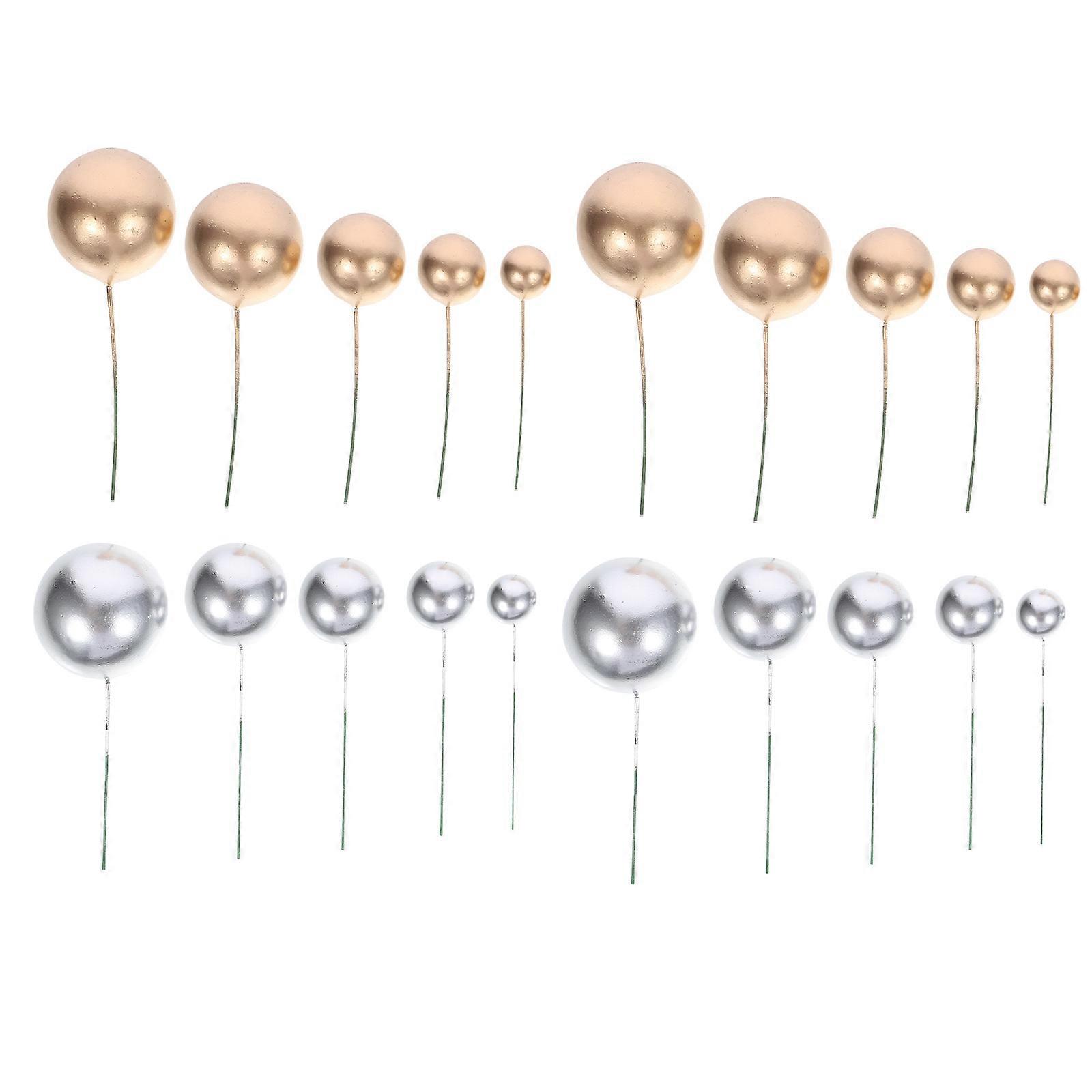 Mini Cake Toppers Balloon Shape Cupcakes Party Accessory Gold 66Pcs