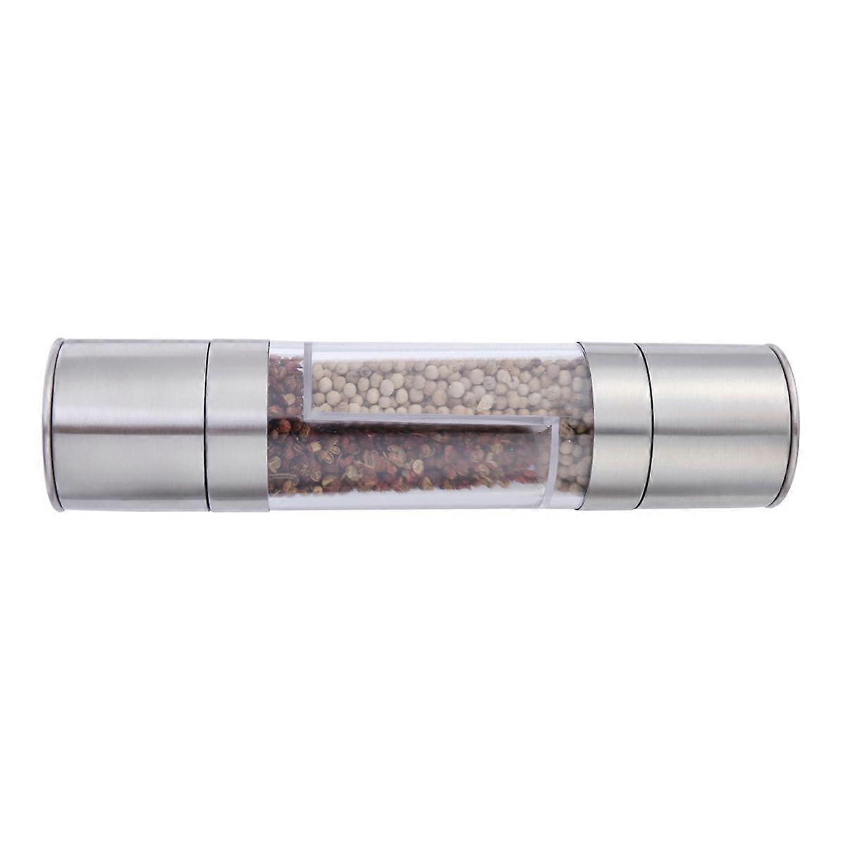 Refillable Pepper Grinder Manual Hand Crank Spice Grinding Silver 22 x 5.2 x 5.2 Cm Home Users 1Pack
