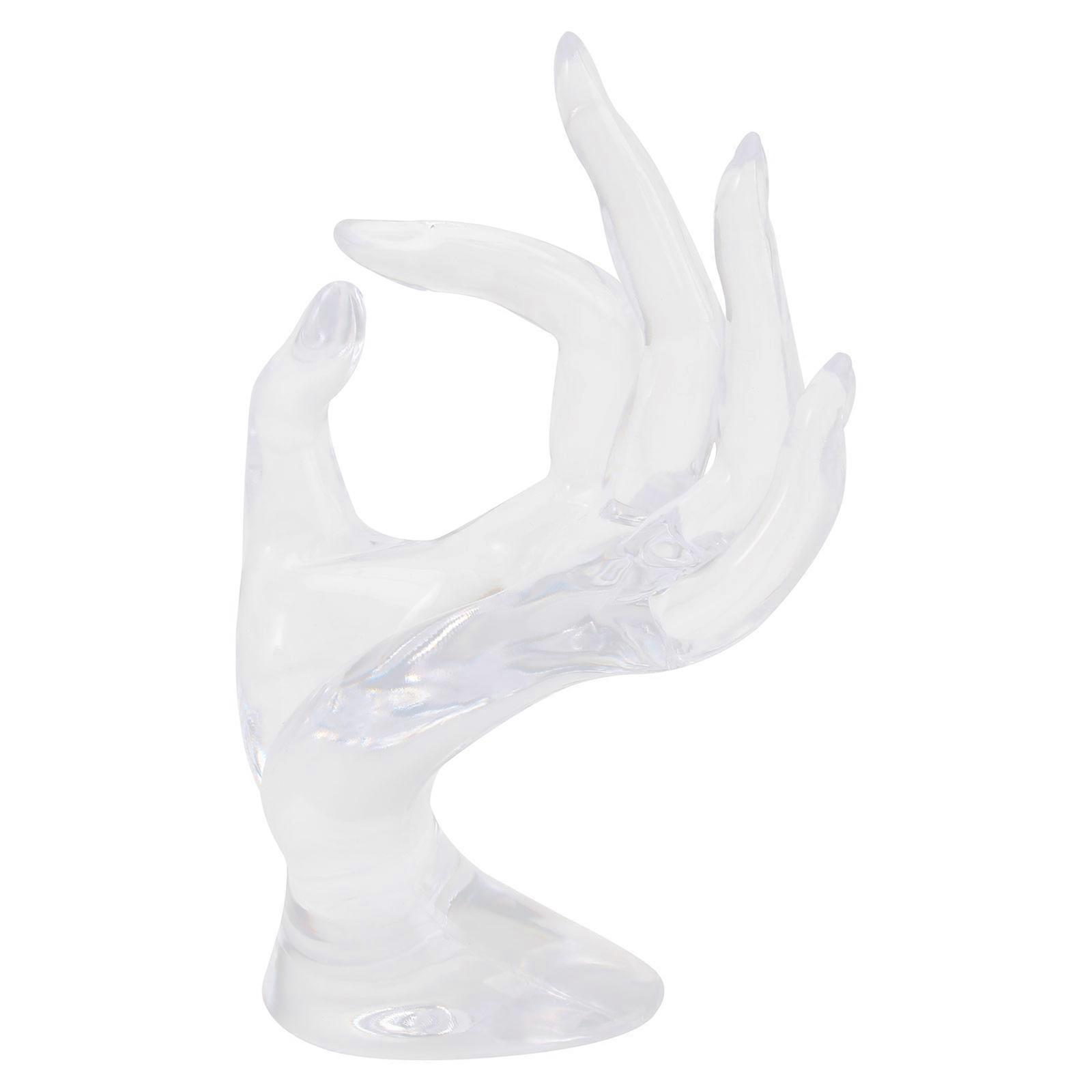 Creative Hand Shape Ring Holder Jewelry Showcase Display For Personal Collectors Transparent 8x17cm 1Set
