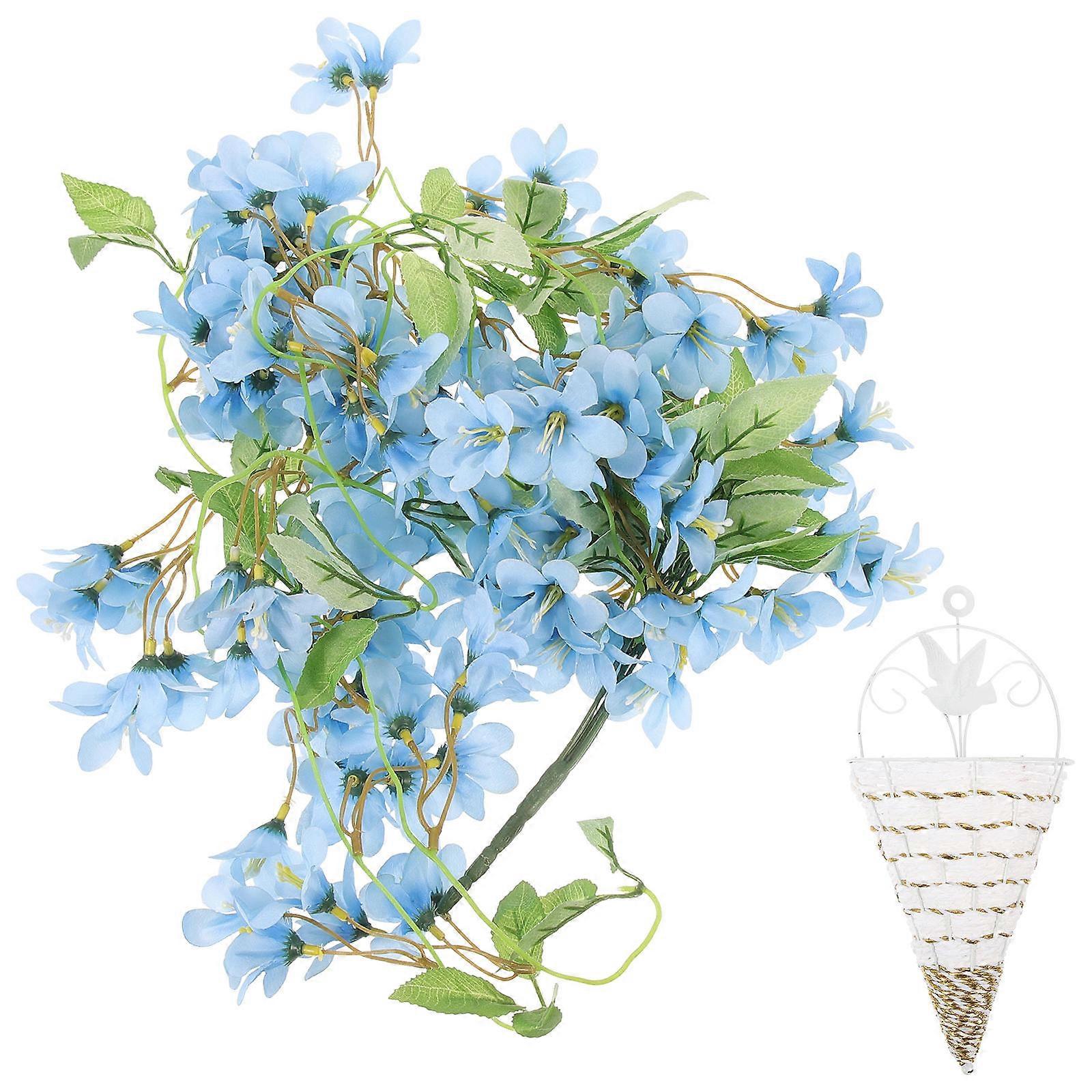 Wall Flower Decor Fake Hanging Baskets Balcony Decor Triangular Plastic 100X20X7CM 1 Set