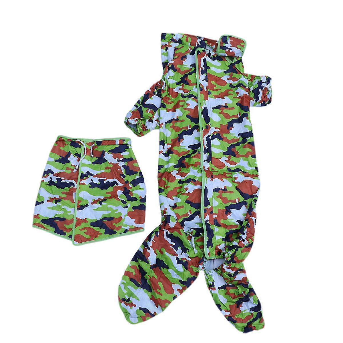 Four Legged Raincoat for Dogs Spring Summer Puppy Waterproof Jacket Comfortable Fit Camouflage Green 5XL 1Pcs