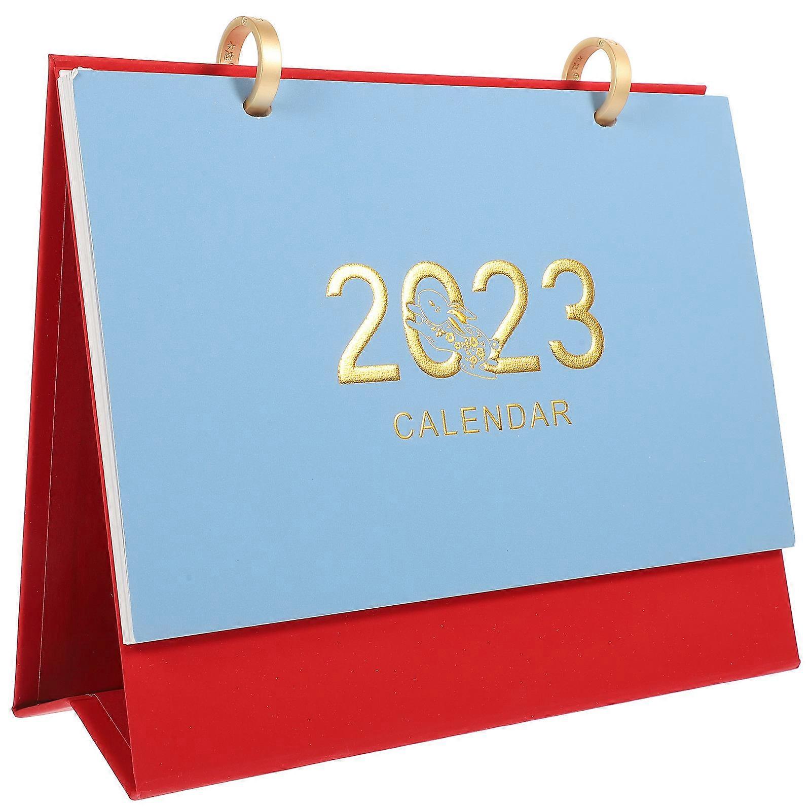 Compact Monthly Calendar Desktop Calendar Blue Rectangular Time Management 1Pack