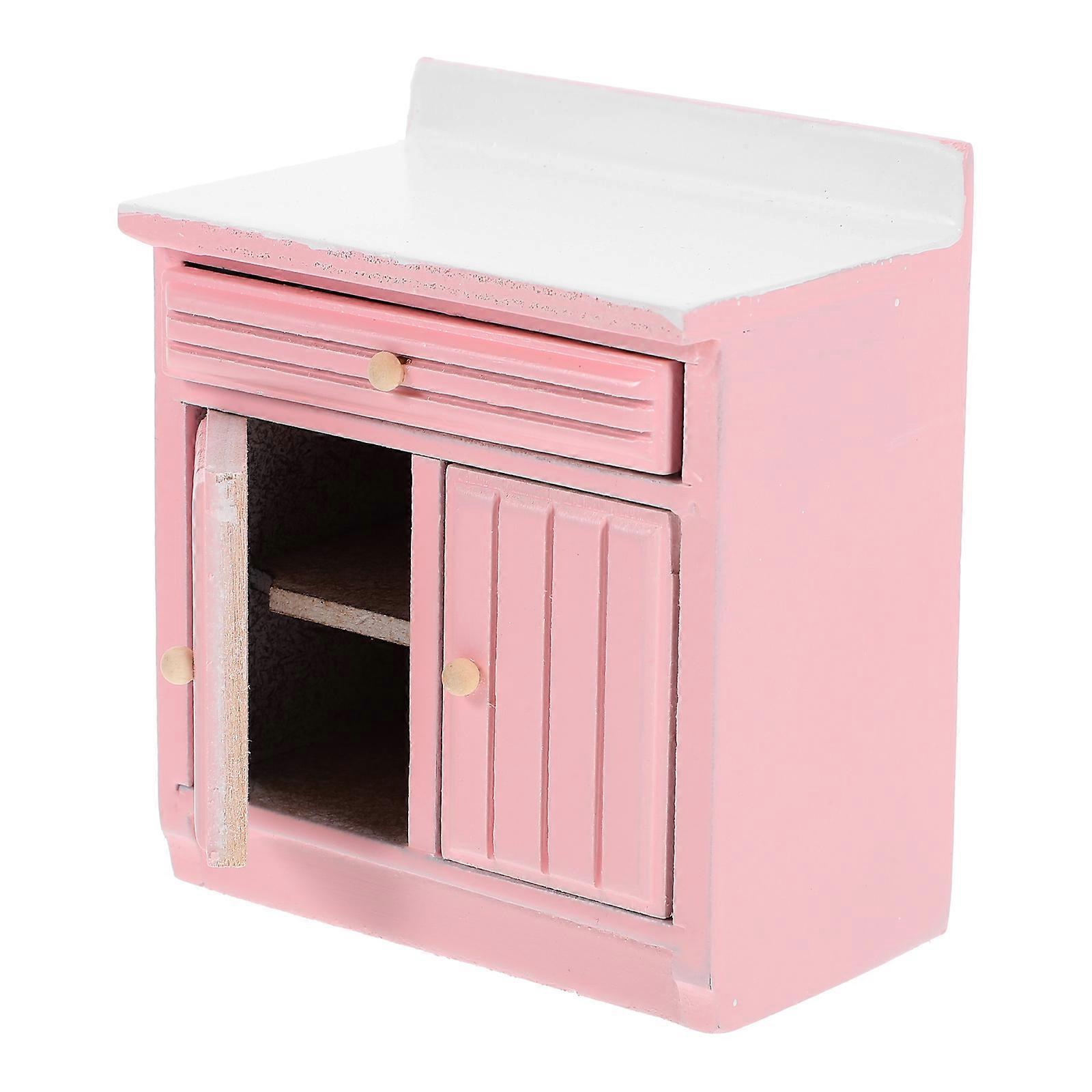 Miniature Kitchen Cabinet Wooden Mini Furniture Educational Tool Rectangular Simple Design Kids 1Pack