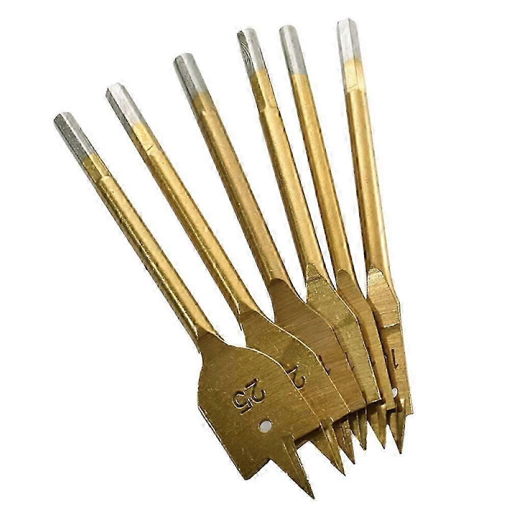 6Pcs / Set Titanium Coating Hex Shank Flat Bits Woodworking Drill Bit Drill Bit Power Tool