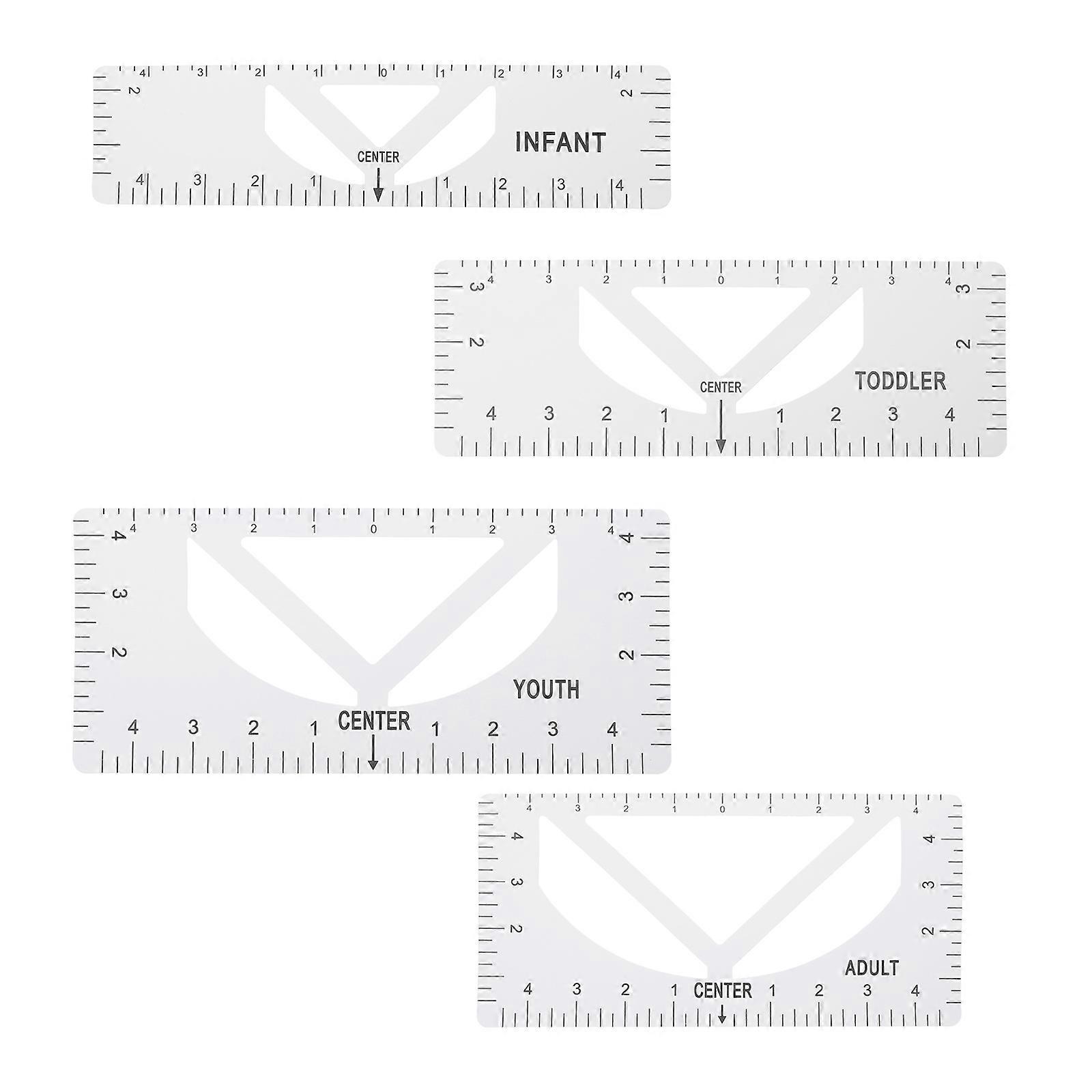 T-Shirt Alignment Tool T-Shirt Alignment Rulers Centering And Measuring For Craftsmen 25.5×6.5cm White 4Pcs