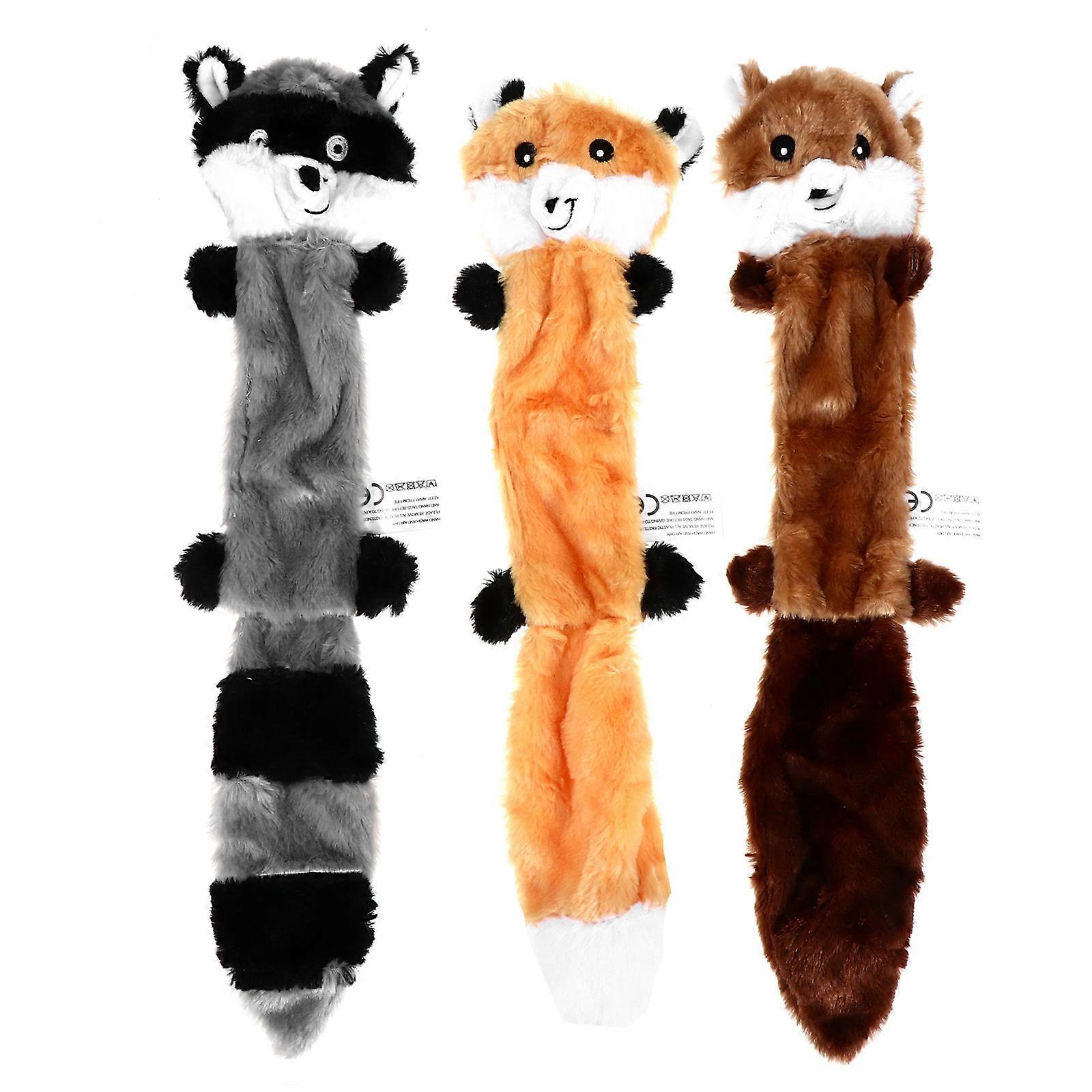 Squeaky Dog No Stuffing Plush For Puppies Indoor Activity Assorted Color 44X8CM 3Pcs