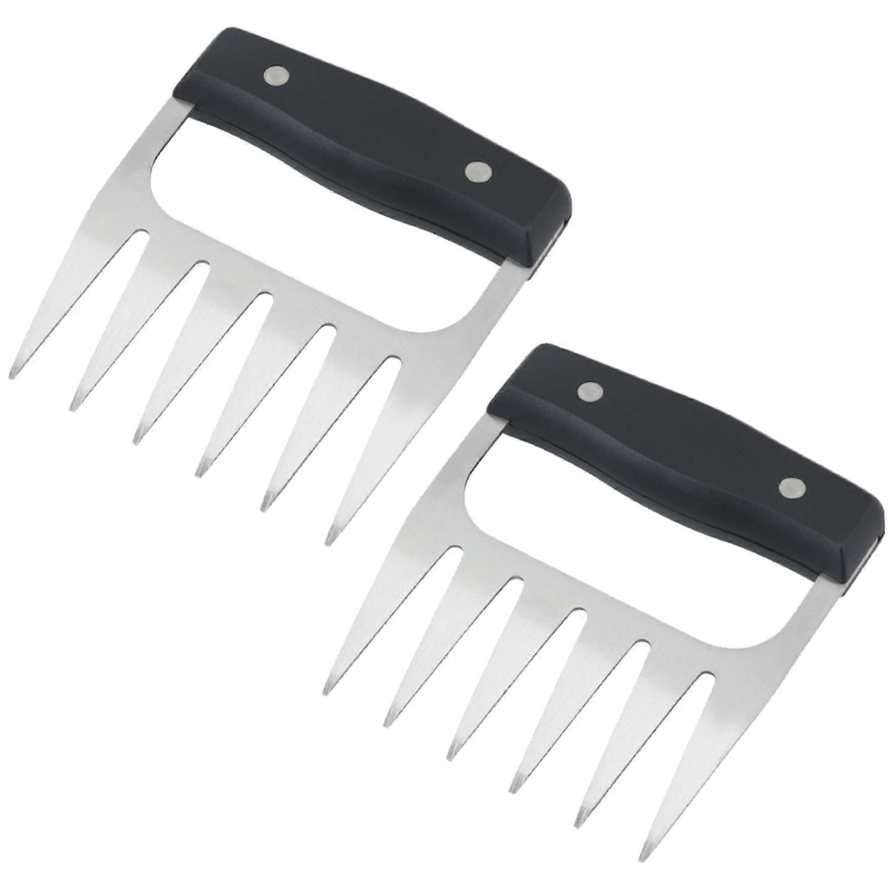 2pcs Stainless Steel Meat Claws with Plastic Handle, 4x5 Heat Resistant Bear Claws for Shredding Beef, Chicken, Turkey