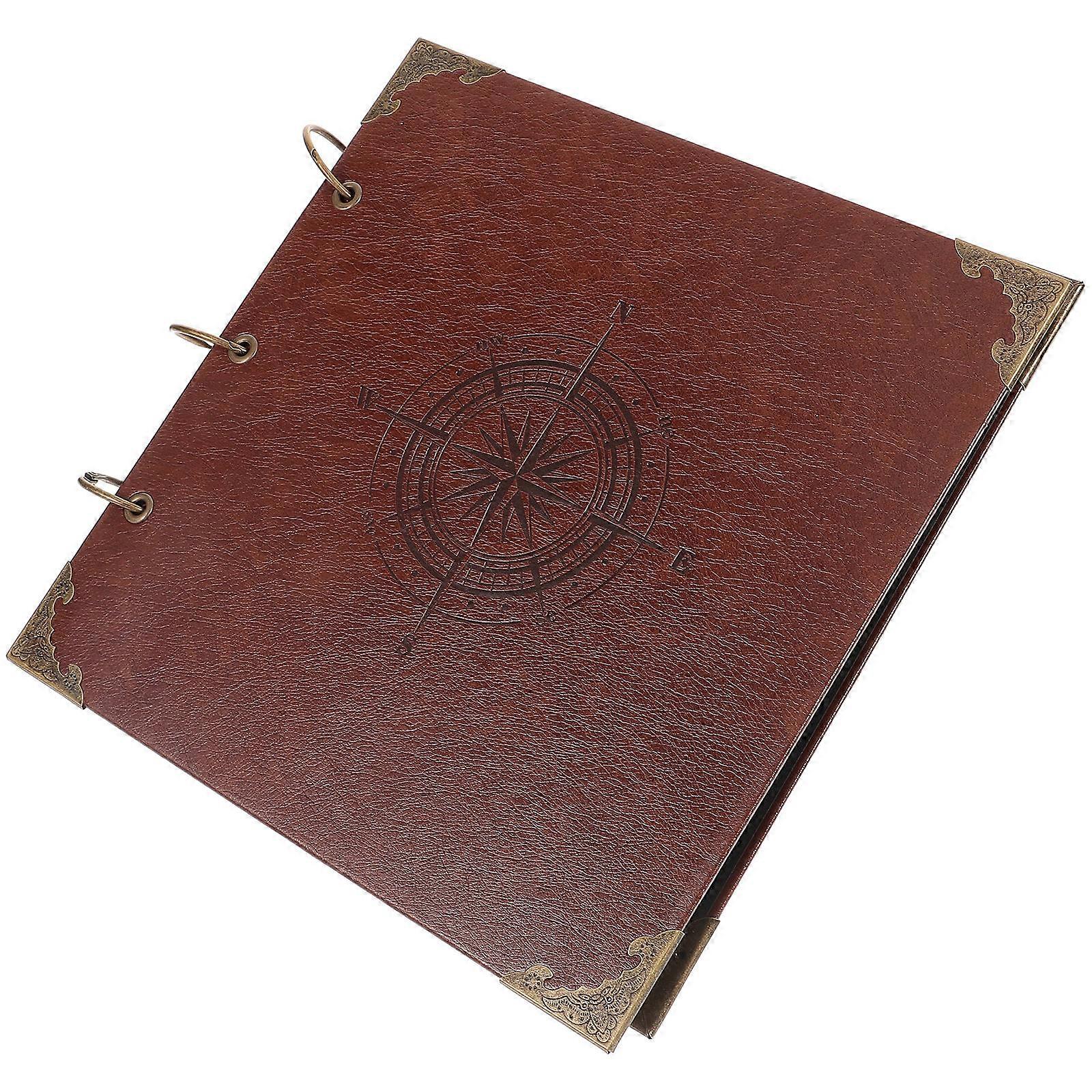 Small Scrapbook Album Handmade Memory Recording Home Use Brown 27x26cm 1Pack