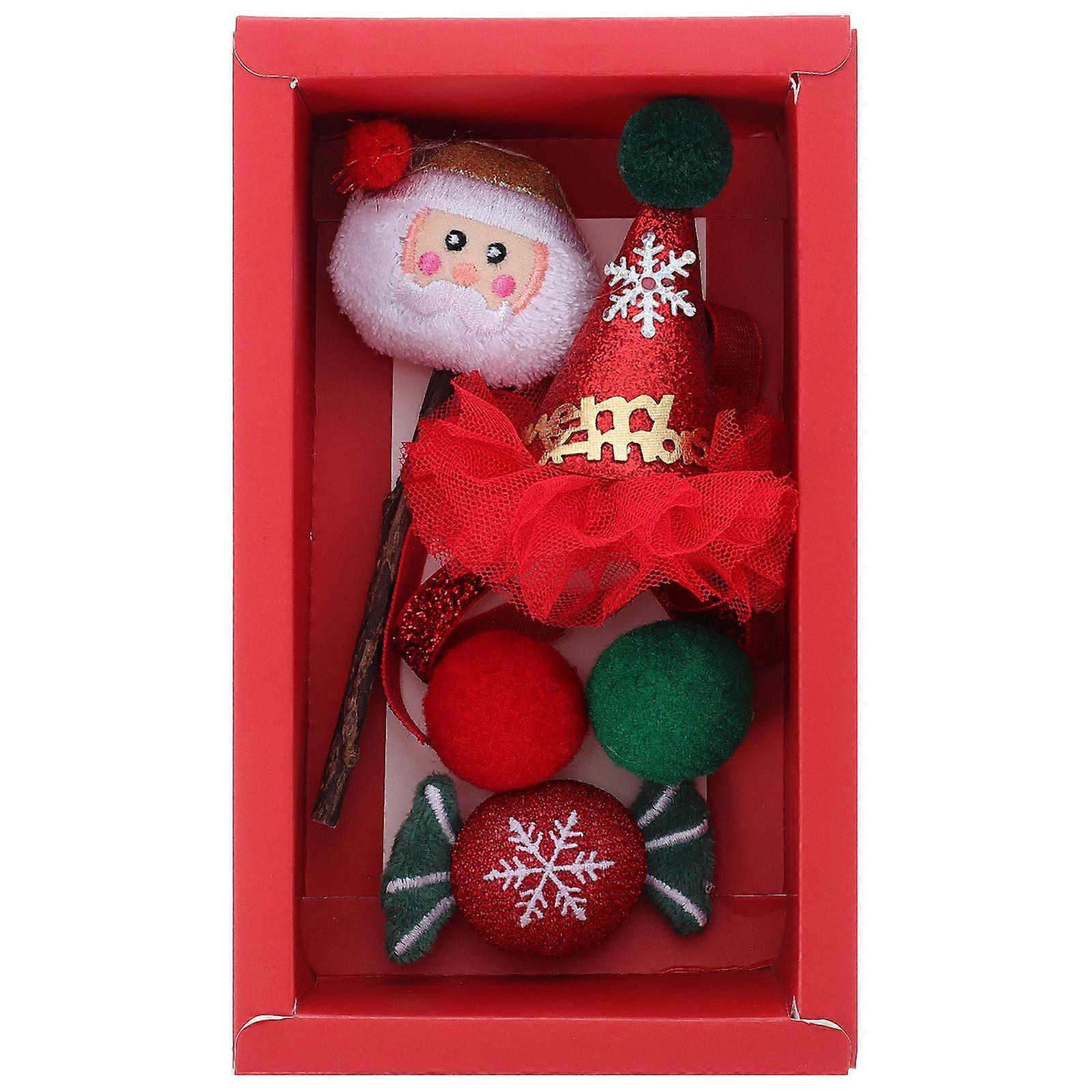 Kitten Toys Interactive Cat Toy Christmas Style Pet Headdress 8X8X8CM Curiosity Stimulation 5Pcs