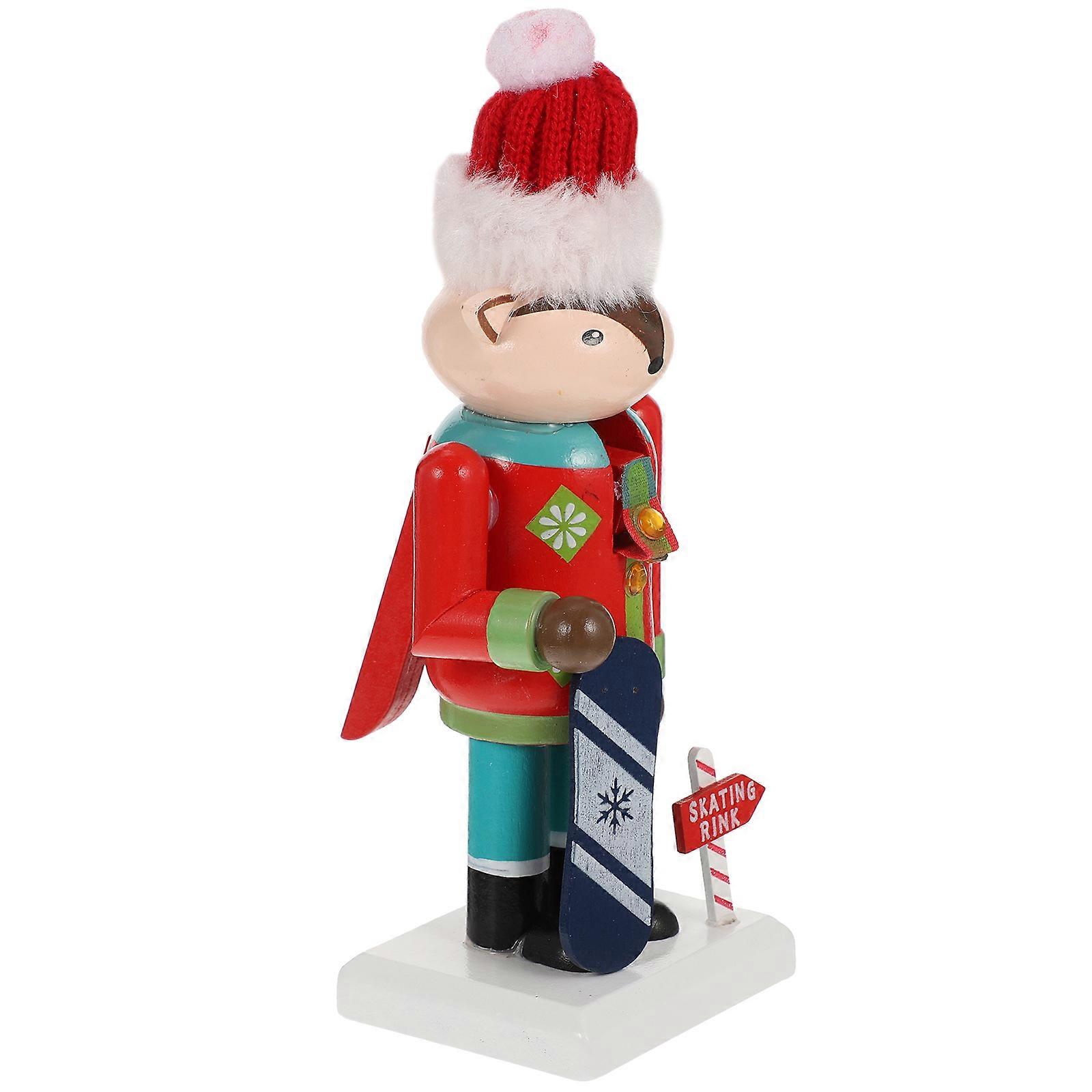 Xmas Nutcrackers Creative Cartoon Animal Element Nutcracker Ornament Classic Festival Craft For Holiday present Red Color 1Set