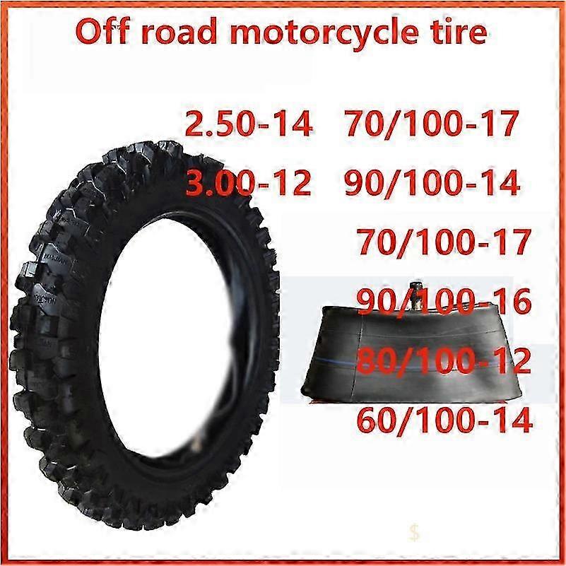 All-Terrain Vehicle Tire, Compatible with Various Models: 70/100-17, 90/100-14, 70/100-19, 90/100-16, 2.50-14, 3.0-12, 100/90-18, 80/100-12,