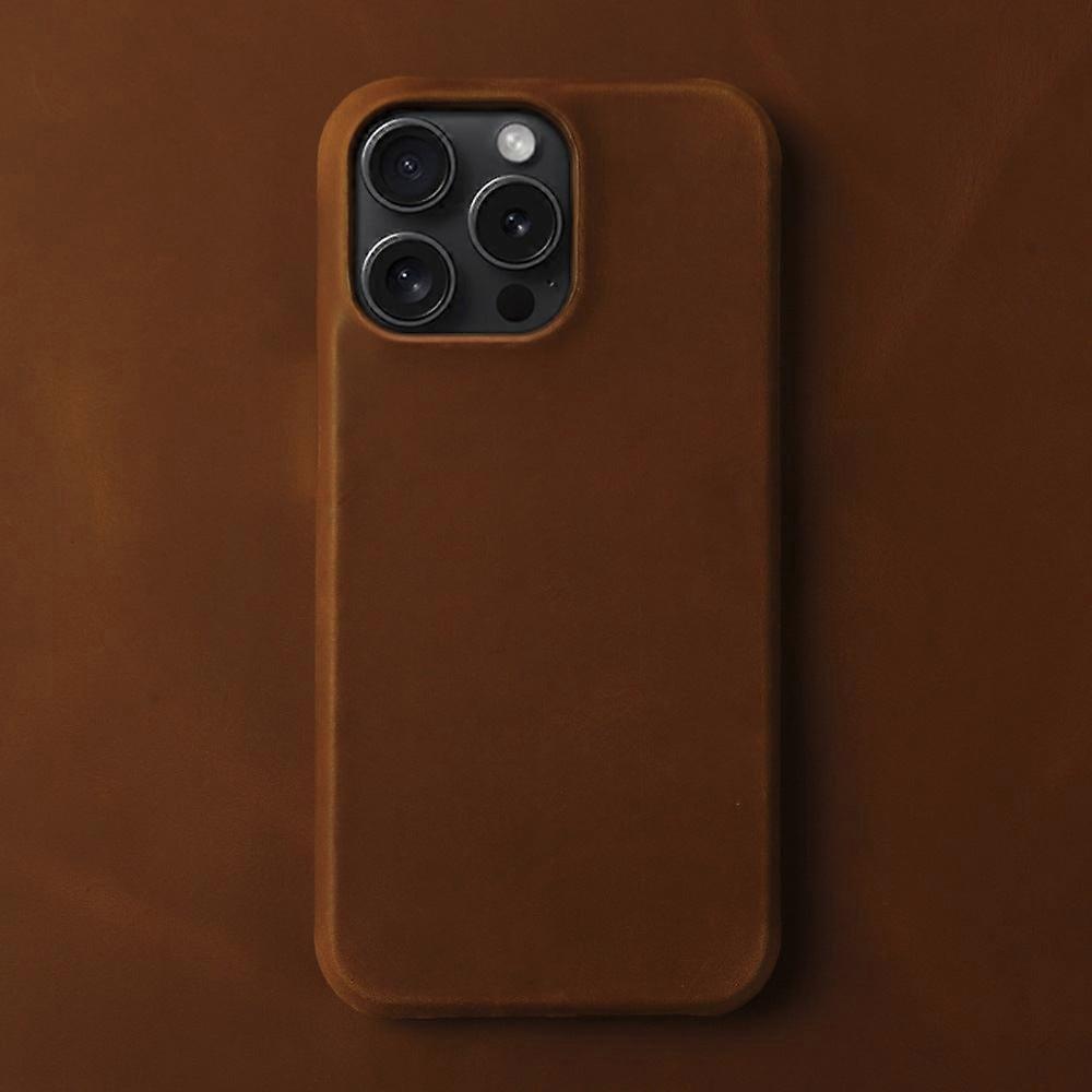 Case For Iphone 13 Crazy Horse Leather Light Brown Drop-proof No3515