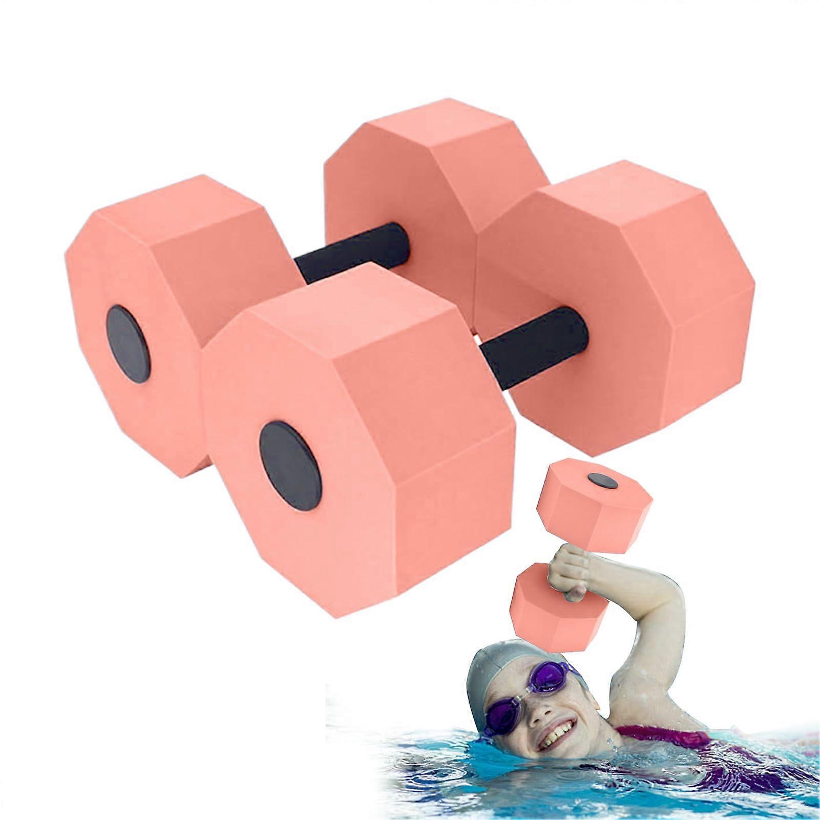 Water Dumbbells for Pool Exercises, Lightweight Aerobics Training Equipment with Handle Strips, Pink, Ideal for Fitness and Yoga