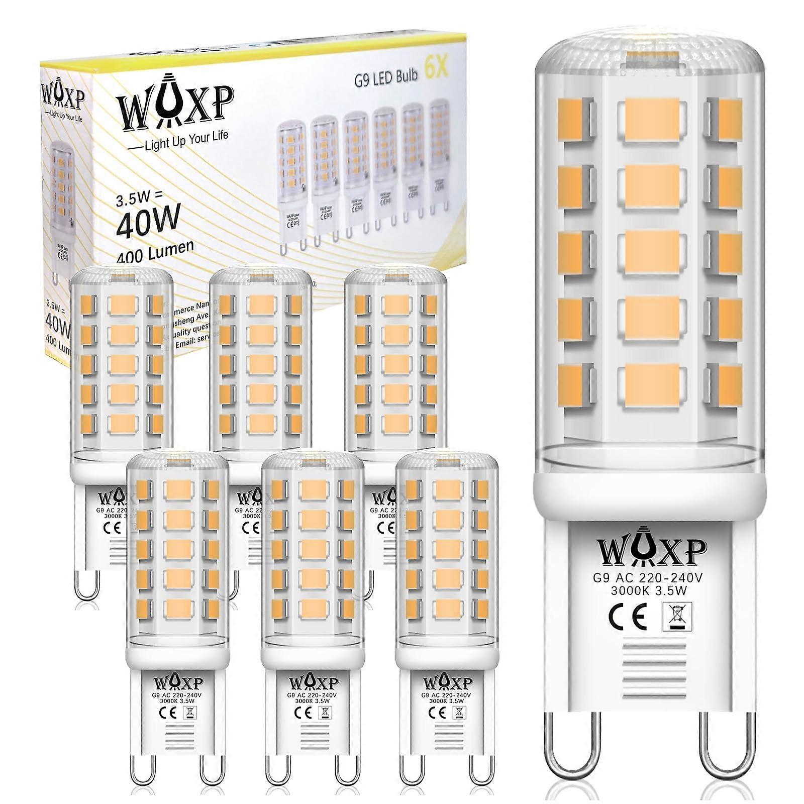 G9 LED Bulb, Warm White, 3.5W, 400 Lumens, Pack of 6, G9 Base Compatible
