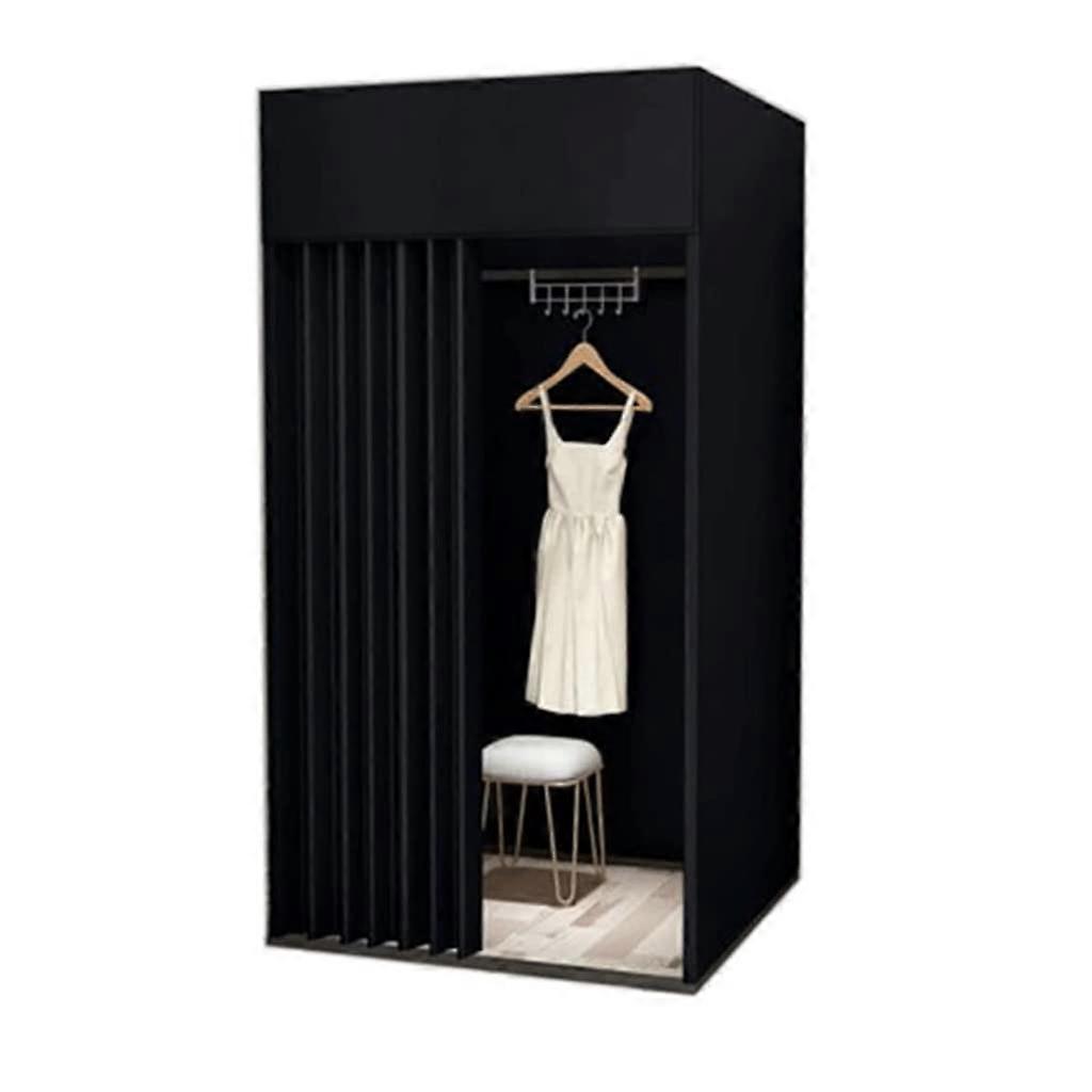 Freestanding fitting room for clothing stores, movable fitting room made of metal, simple shading curtain for fitting rooms in shopping malls