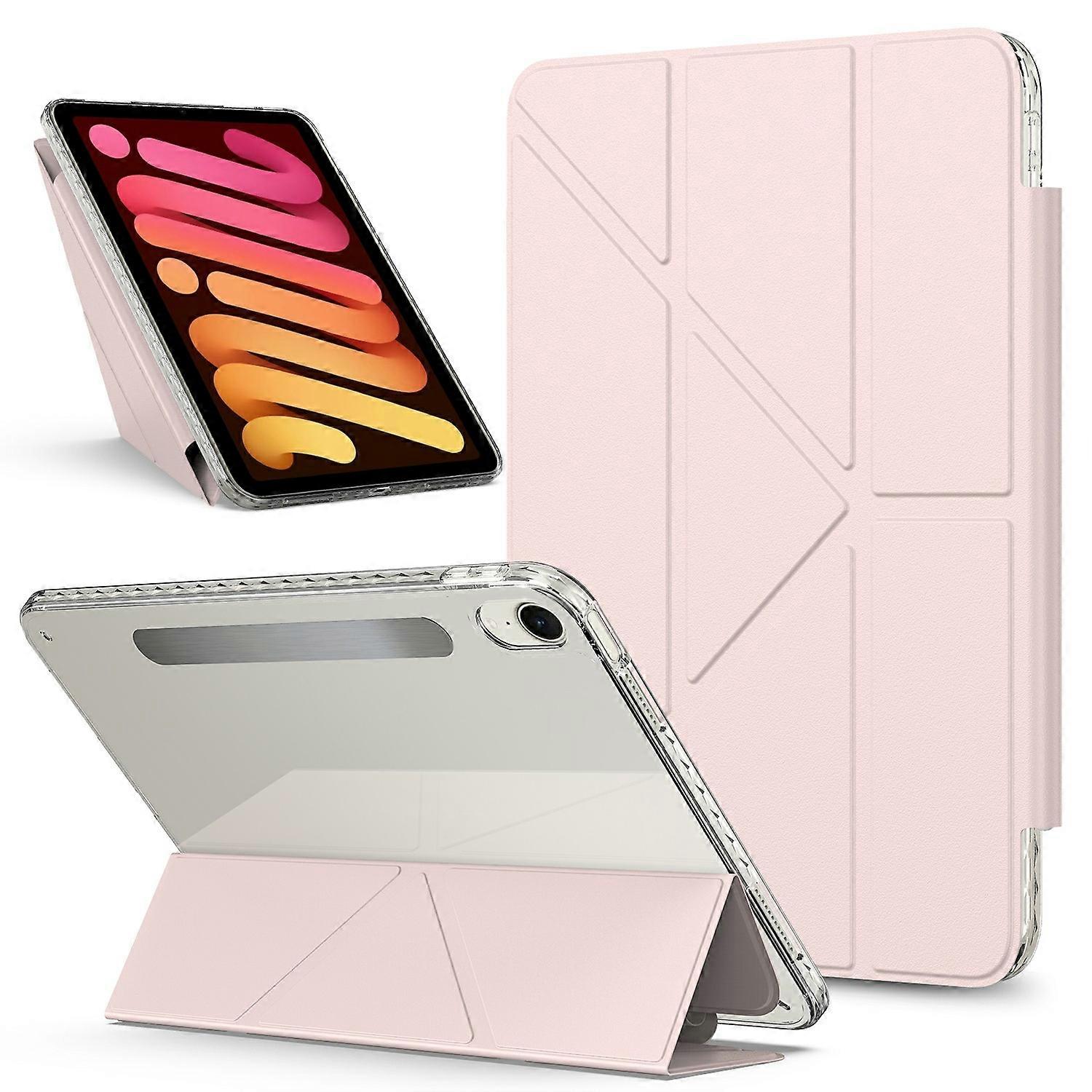 TKdaddy עבור iPad mini (2024) (2021) מעמד מארז טאבלט כיסוי עור PU מגנטי ניתן להסרה עם התעוררות אוטומטית שינה ורוד