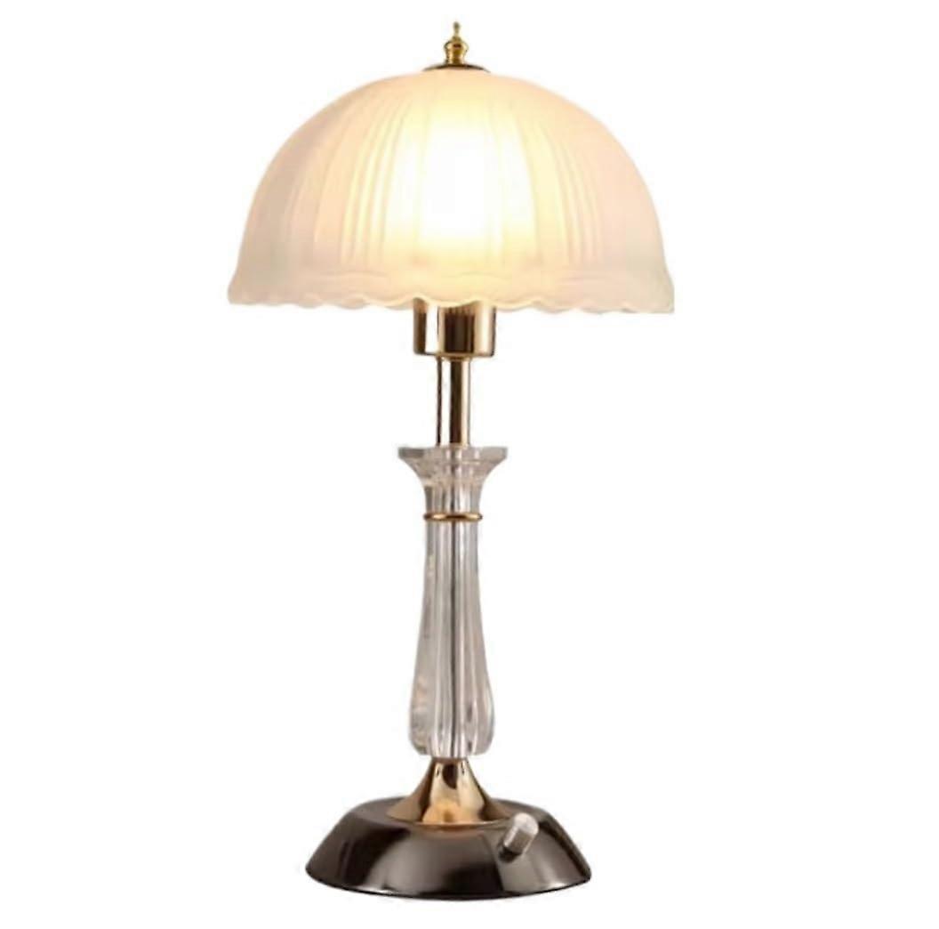 Modern Crystal Table Lamp with Lampshade, E27 Metal Base, Button Switch, Night Light for Living Room, Bedroom, or Bedside (Color: a)