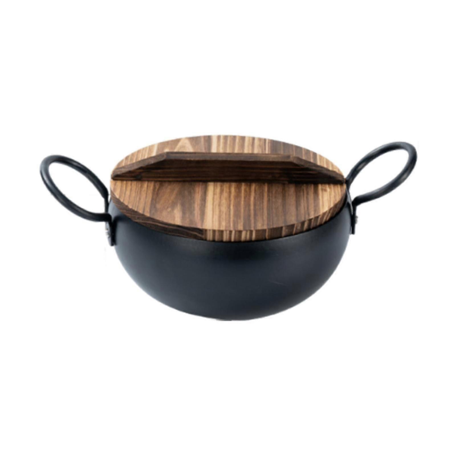 Modern 20cm Noodles Stockpot with Wooden Lid for Home Cooking, Ideal for Soup and Stews