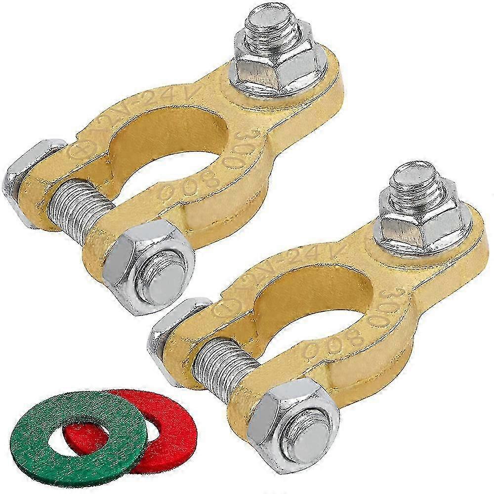 Set of 2 Battery Terminals, 12 V 24 V Pole Clamps for Car Battery with M8 Bolts, Universal Connection Clamps for Vehicles