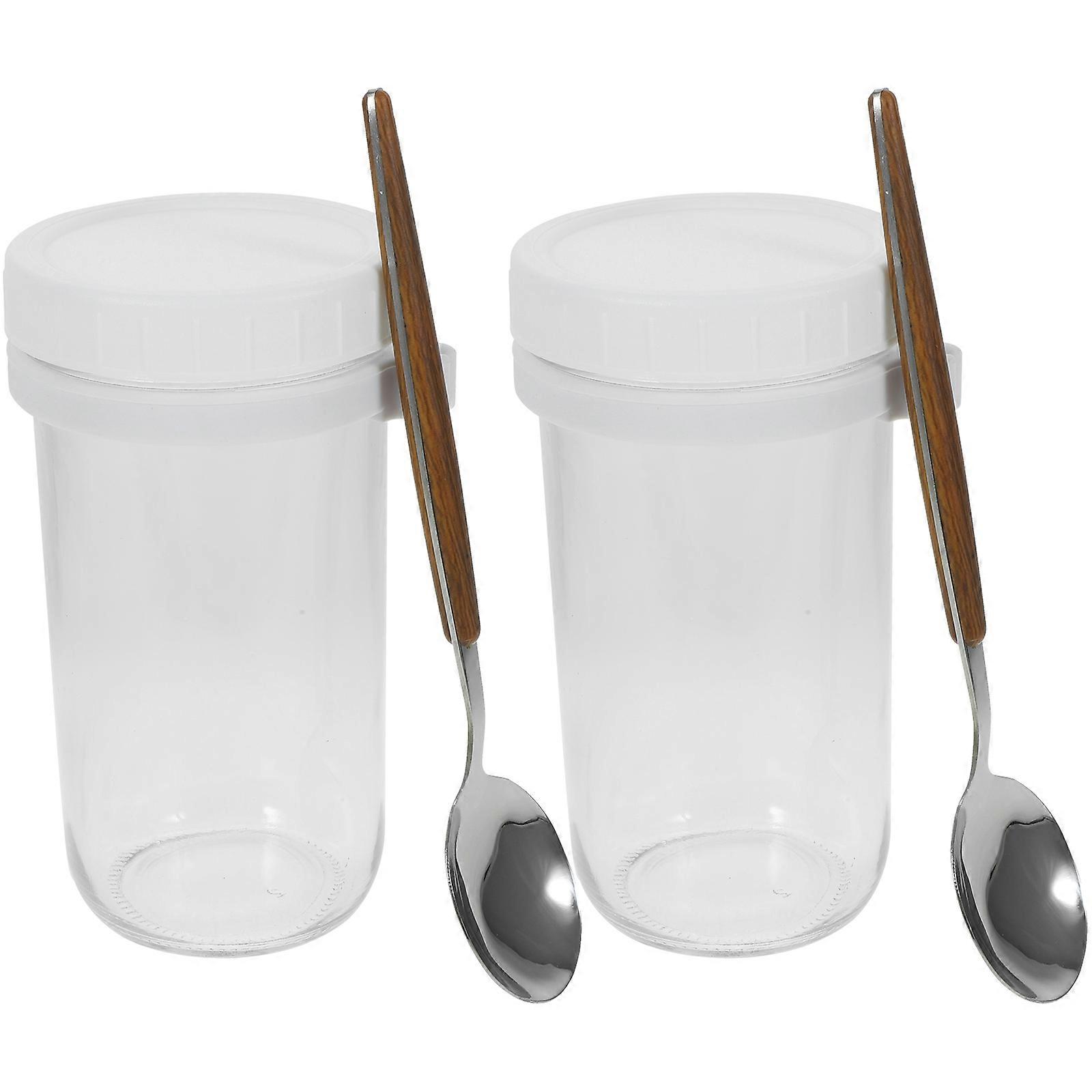Oatmeal Containers with Lids Oats Jar Compact Food Storage Container for Breakfast 2Pcs