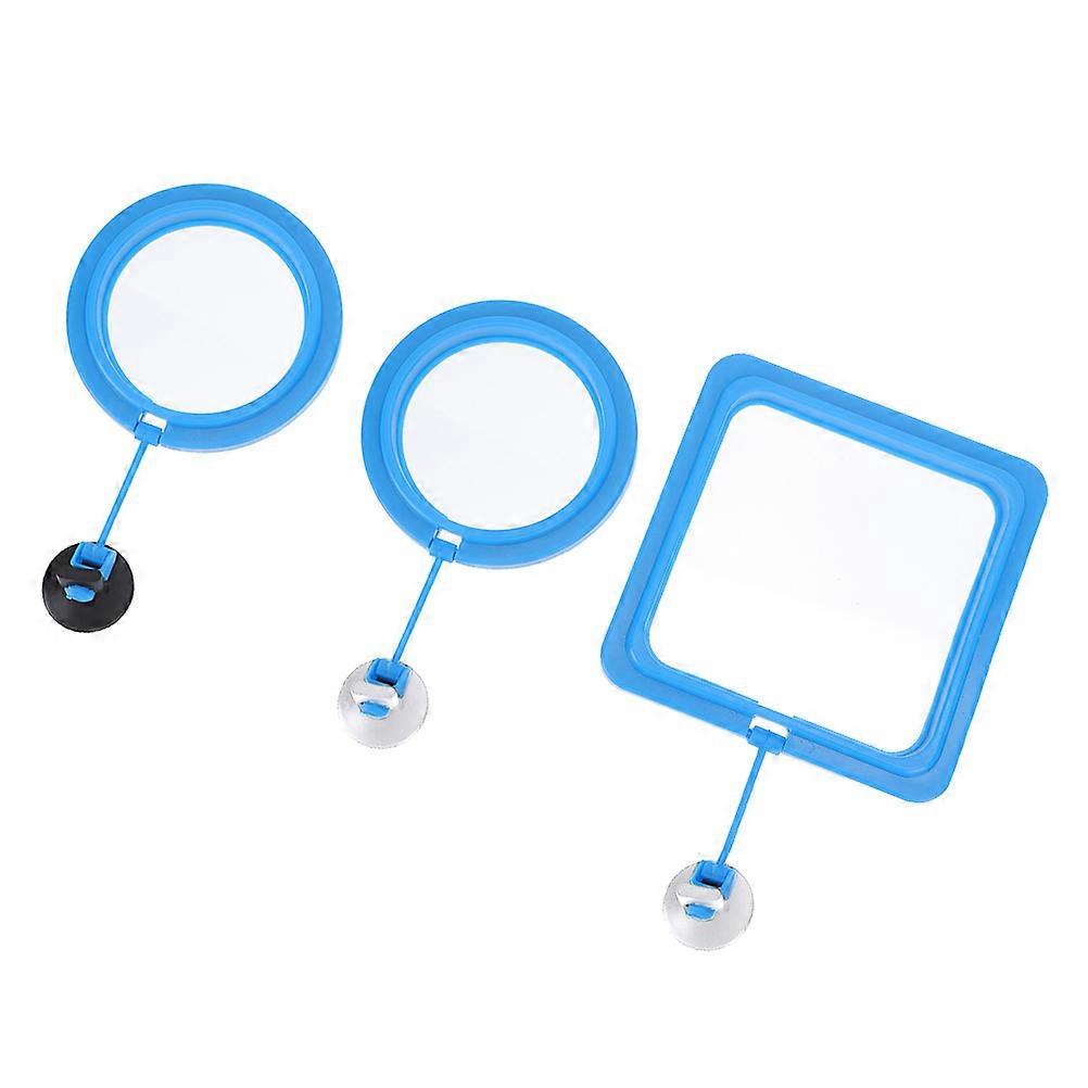 Betta Fish Tank Accessory Feeding Tool Blue 10X10X1CM Suction Cup Attachment 3Set