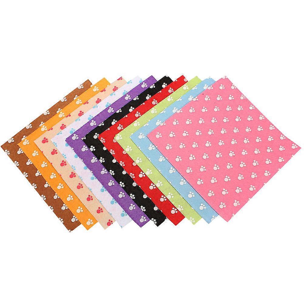 10 Pack Kitten Paw Nonwoven Fabric Set for DIY Crafts, Felt Material for Art Projects, Jewelry Boxes, and Decorations