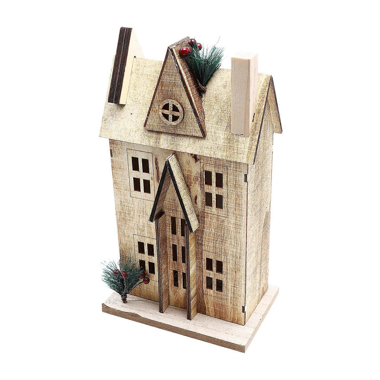 House Shape Adornment Nordic Style Craft With Led Lighting For Indoor Placement 30.50X17.00X11.00cm 1Pc