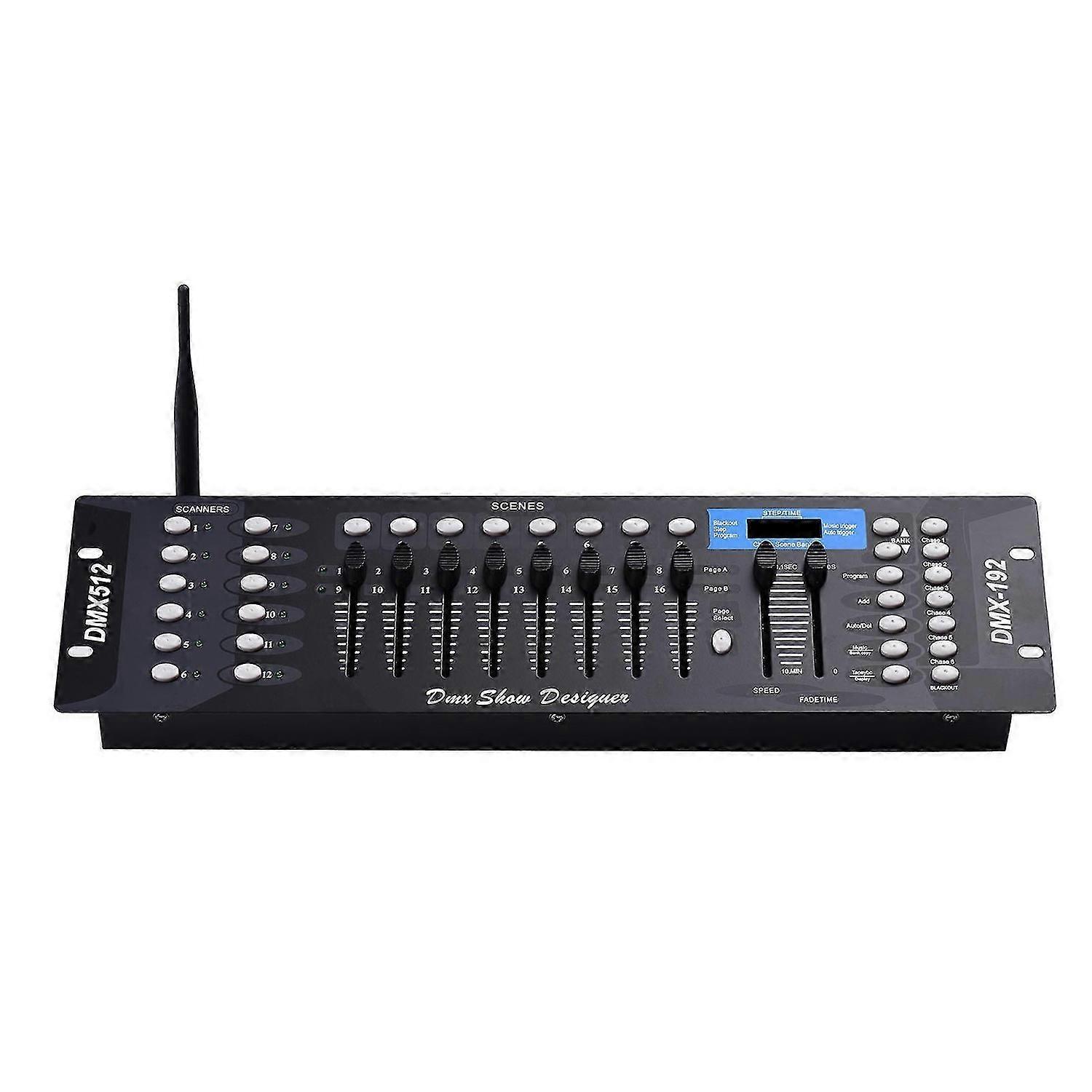 Wireless DMX512 Light Controller Console Panel 2.4G ISM 192CH Programming Function Sound Activated with LED Screen Antenna for Stage DJ Pubs Bar Party