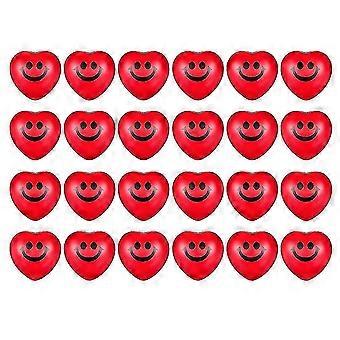 24 Pcs Valentine's Day Heart Stress Balls,red Smile Face Squeeze Balls,heart Foam Balls compatible with Kids An-rx