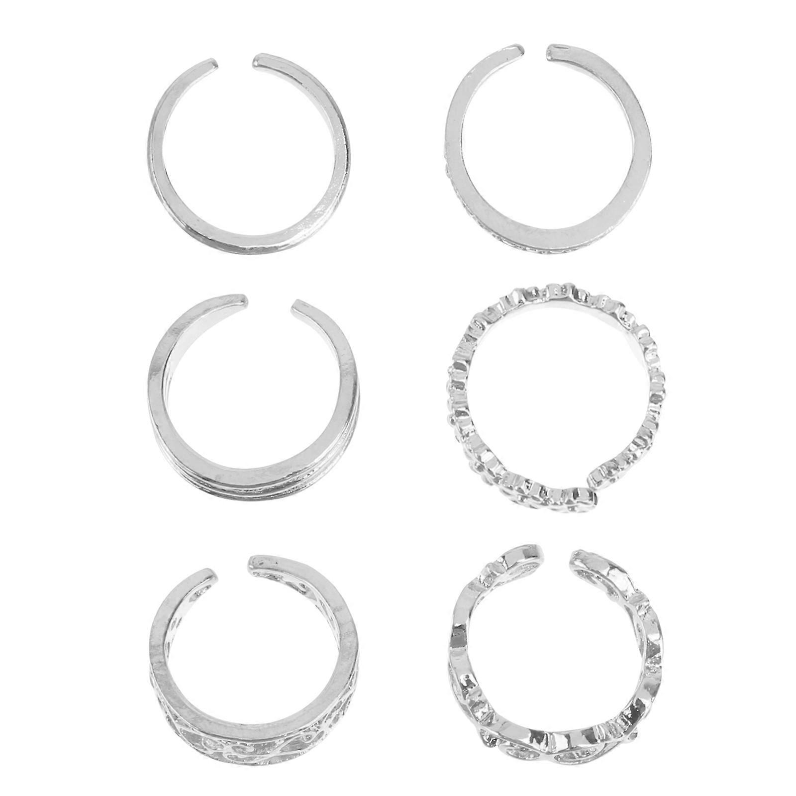 Cute Toe Rings Delicate Alloy Ring For Lovers Christmas Parties 2x0.8cm 6Pcs