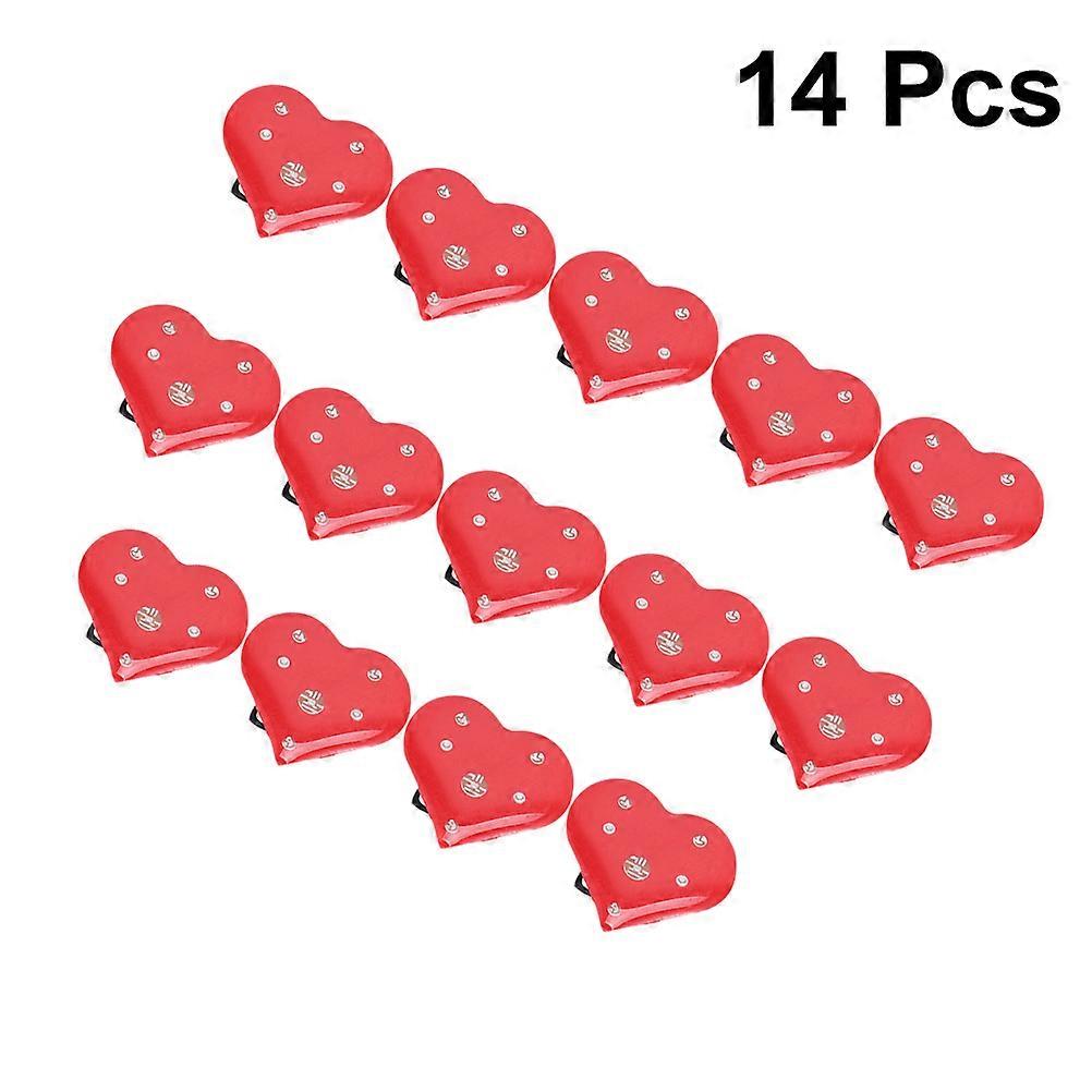 Valentine Decorations Luminous Brooch Heart Shape Design Red Color 2.9X2.8CM Flashing Function 14Pcs