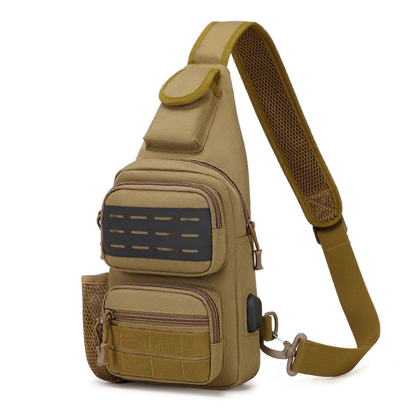 Comfortable Handbag With Powerful Charging Function, Scratch-Resistant ABS Sports Shoulder Bag, Khaki Messenger Bag