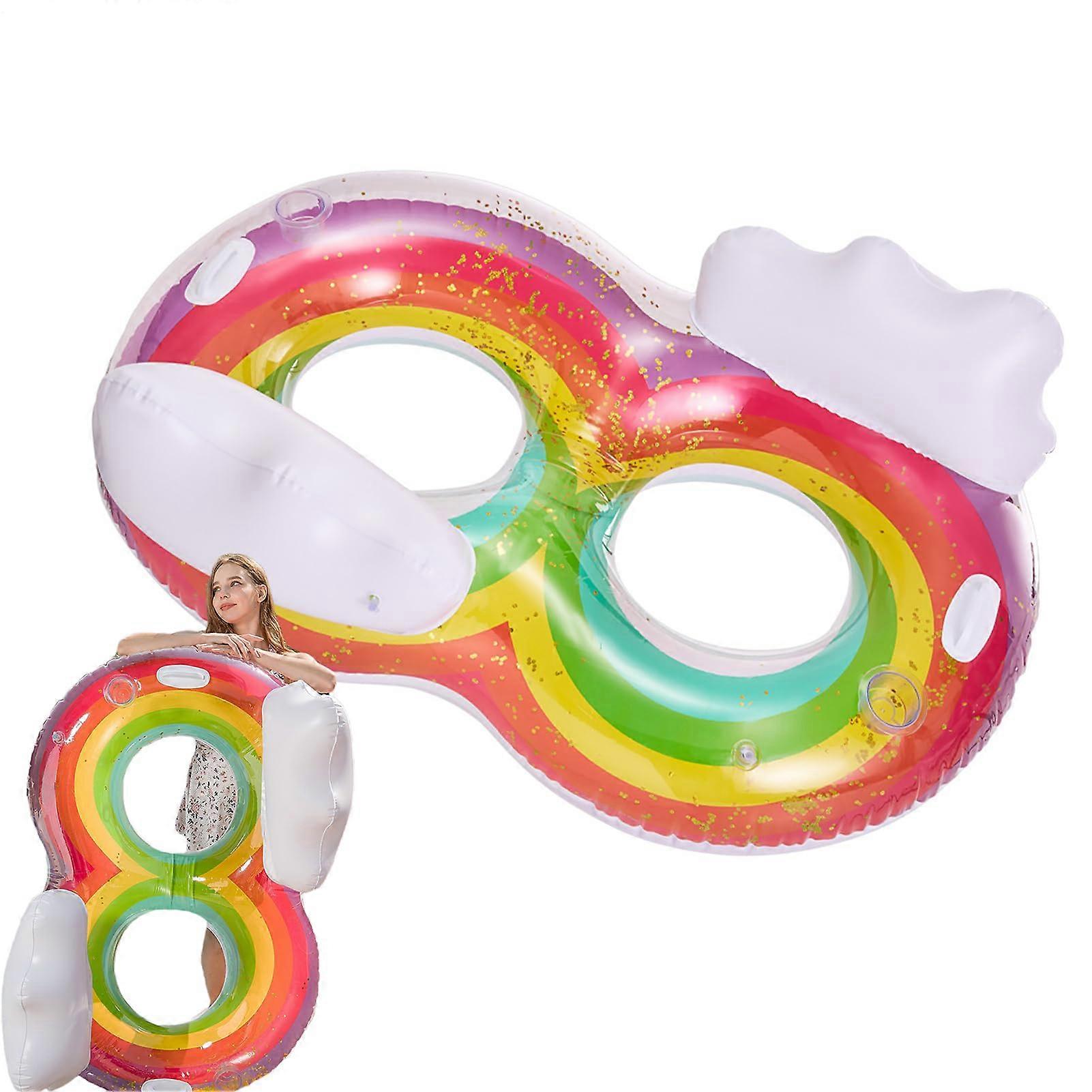 Swimming pool float Multifunctional rainbow pool float Thickened swimming aids for gatherings, water parks, summer