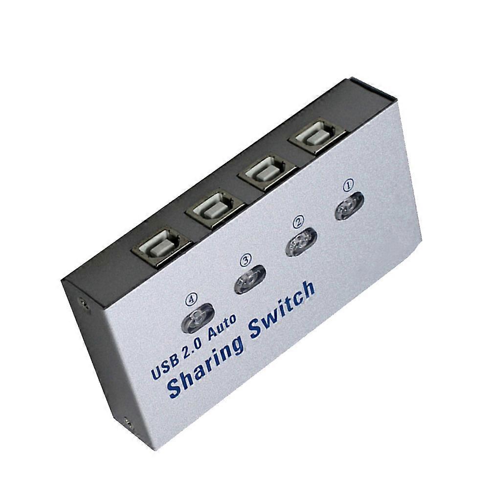 USB Scanner Switch Metal Material 4-Port Design Automatic Switching for Computers 1 Set