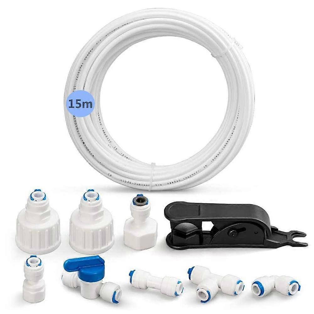 Water Inlet Pipe Universal Connection Set Fridge Hose, 1/4 Inch Water Hose, Hose Connector (6.35 mm) RO Water Filter Fitting