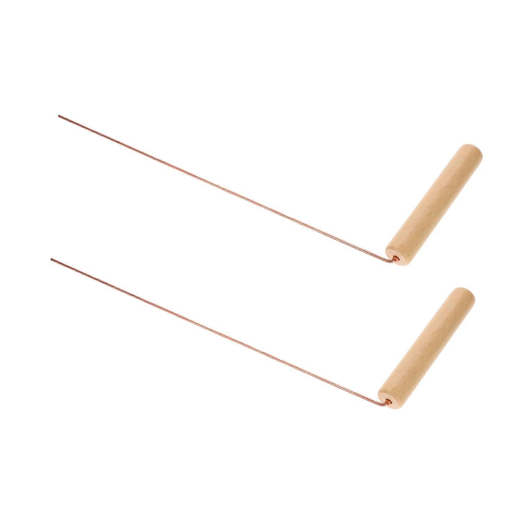 2 pieces of dowsing rods with wooden handles, versatile for water detection and treasure hunting