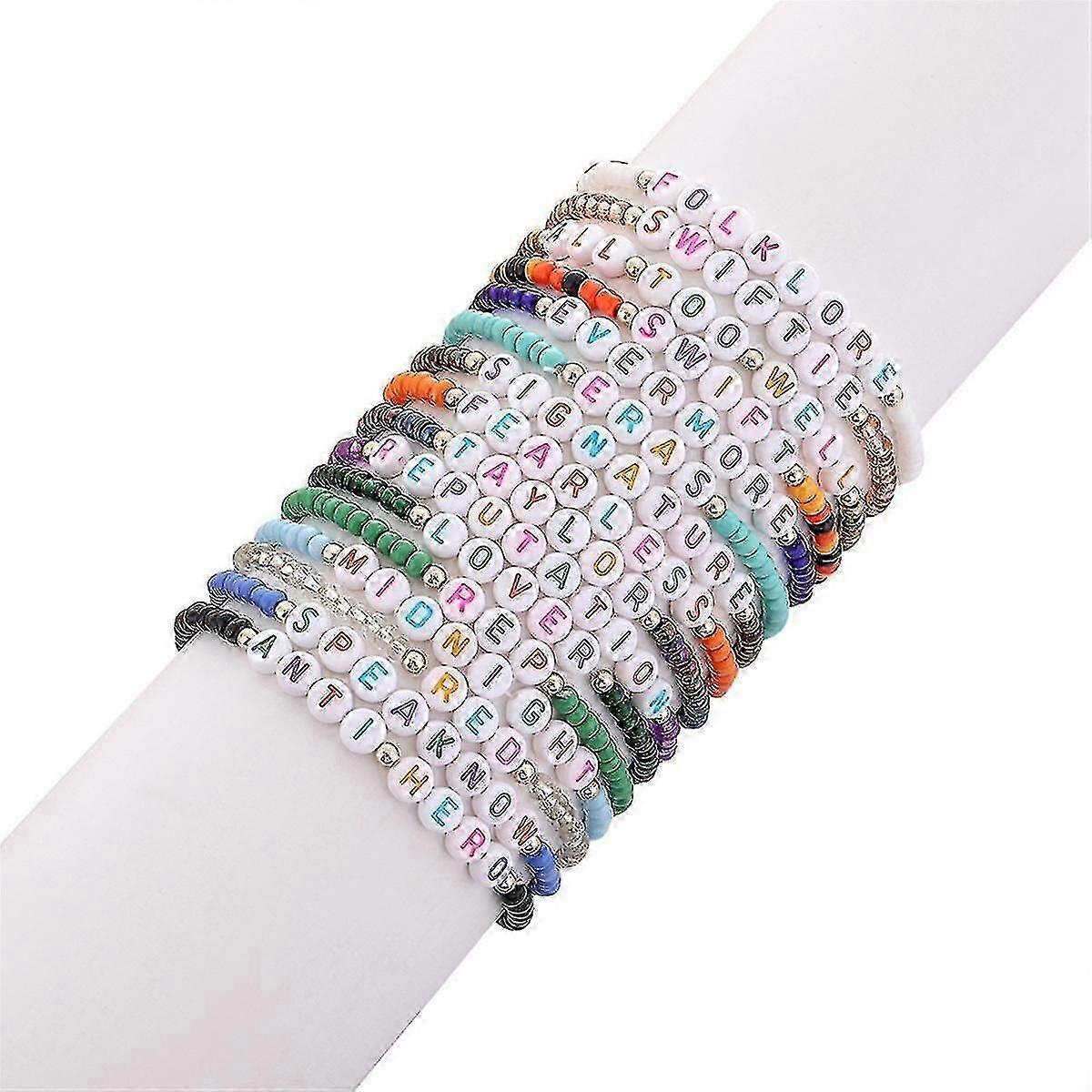 16PCS DIY Eras Bracelets 1989 Reputation Friendship Bracelets for Eras Music for Lover Music Fans f