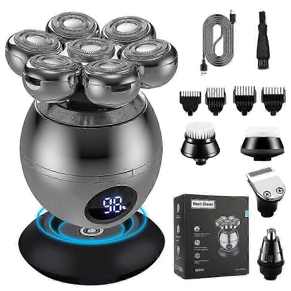 Electric Shaver for Bald Men, 6 in 1 Electric Razor with Ergonomic Design for Easy Handling, Lithium Power Cordless Charge for Up to 90 Minutes of