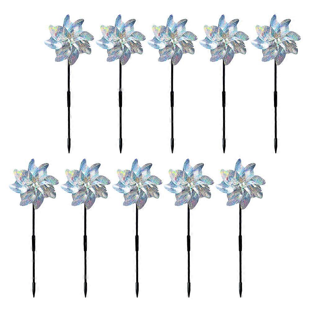 10pcs Reflective Bird Windmill Pinwheels – Effective Bird Deterrent for Garden, Orchard, and Farm – Outdoor Scare Tool for Decoration and Control