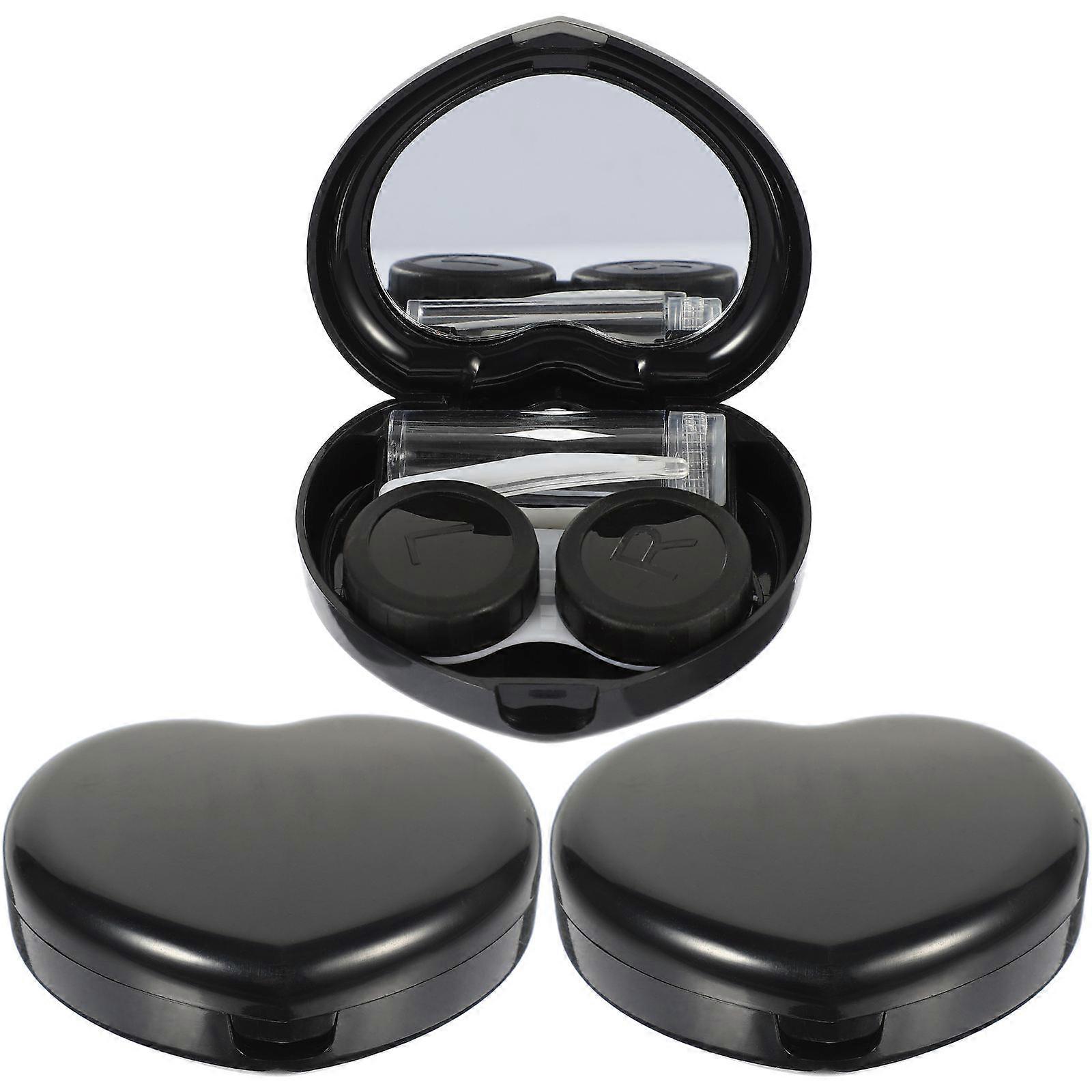 Contacts Lens Case Box With Mirror Storage Rectangular Shape 7.2x5.8x2cm For Daily Use 3 Sets