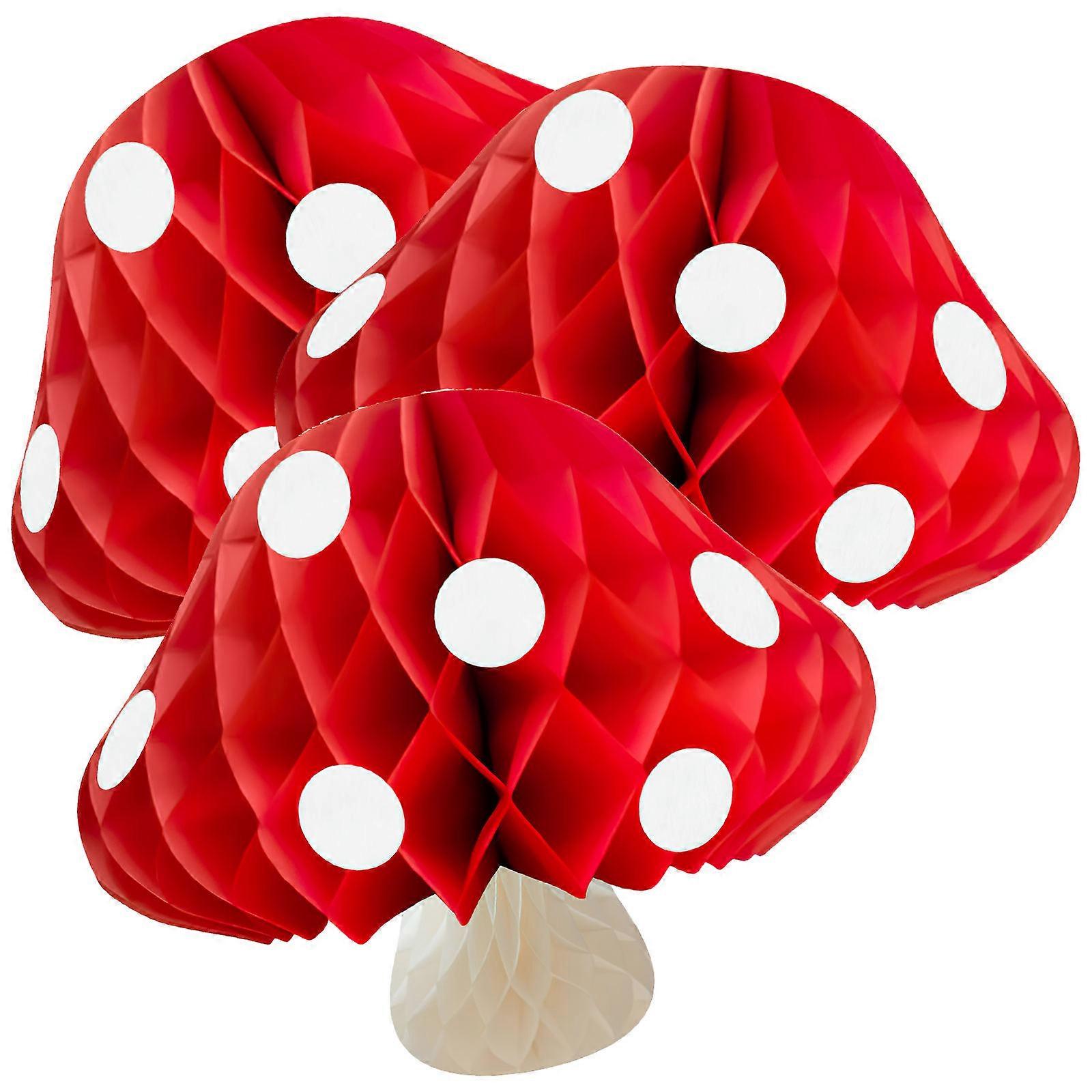 3pcs Vibrant Mushroom Honeycomb Balls Decorations for Birthday Parties Garden Nursery Creative Table Centerpiece Ornaments for Adults