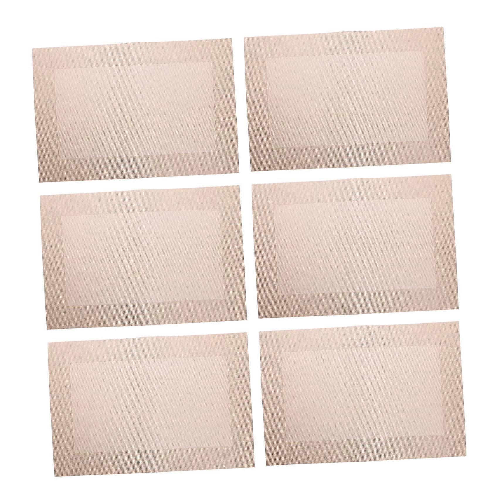 6-Piece Washable Rectangular Table Mats for Outdoor Use, Heat-Resistant, Durable, Non-Slip, Light Brown Color