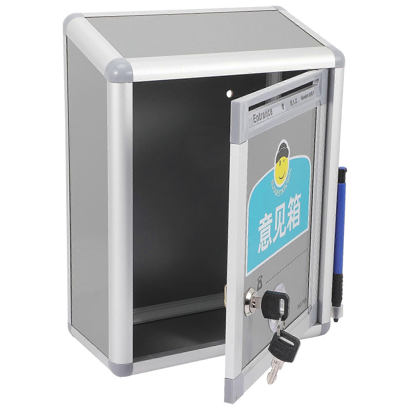 Locking Storage Box Silver 28.5X21.5CM Customer Feedback Box Letter Storage Modern Touch 1Pcs