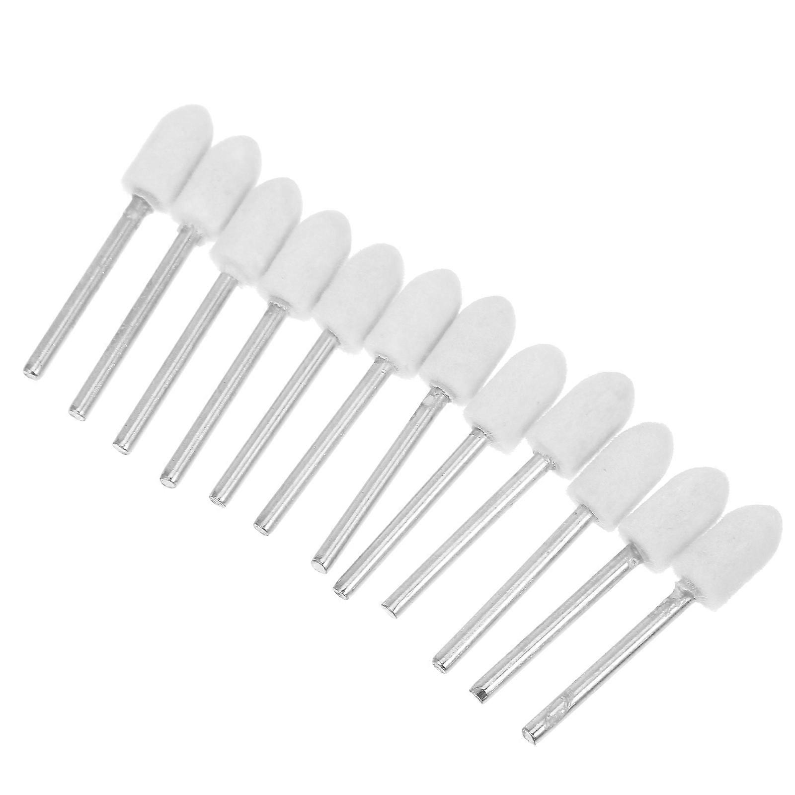12pcs White Wool Polishing Buffing Wheel Kit with Stainless Steel Handle for Efficient Nail Art and Mirror Polishing